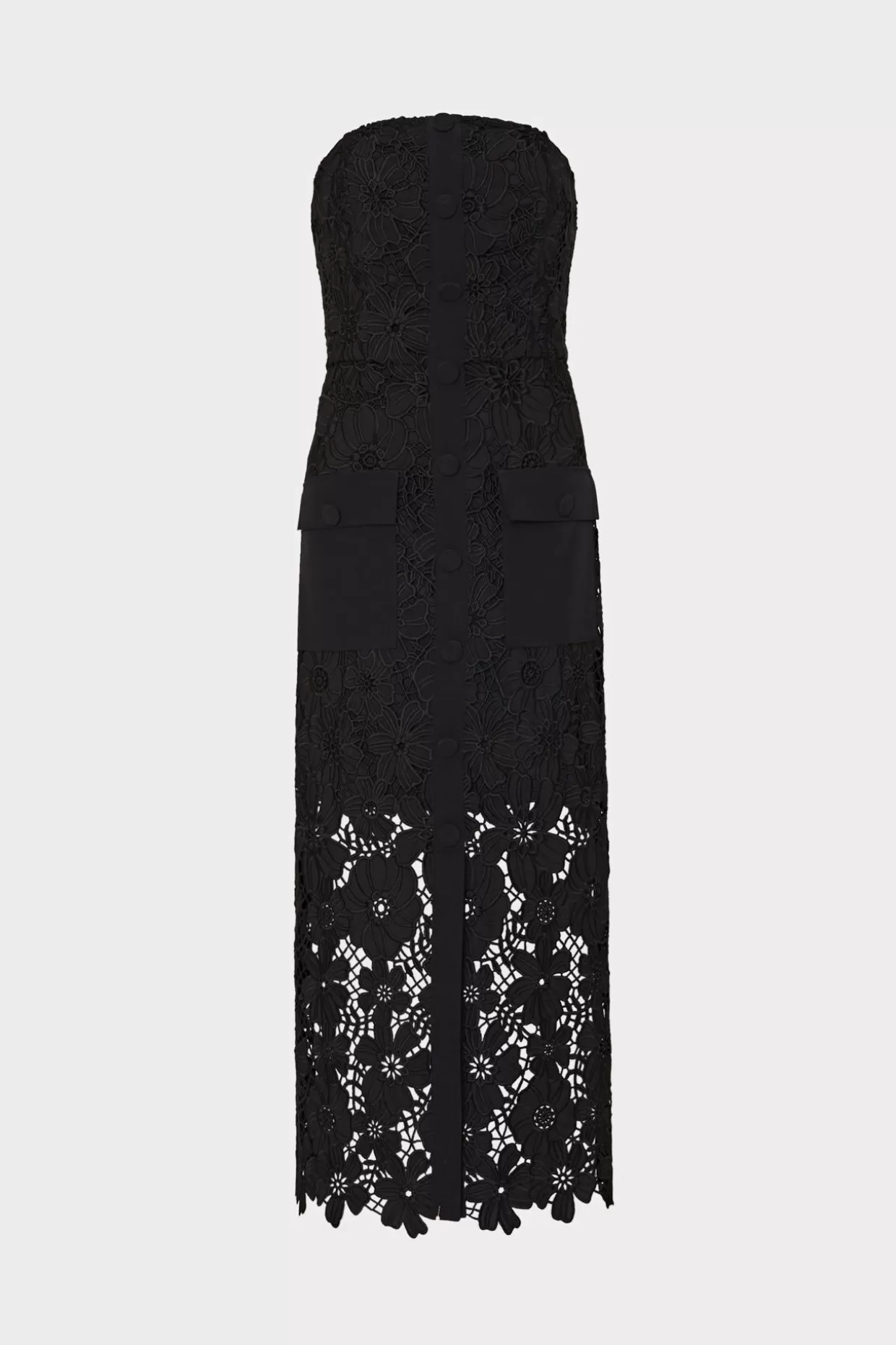 Guest Of Dresses-MILLY Adrienne Roja Lace Midi Dress Black