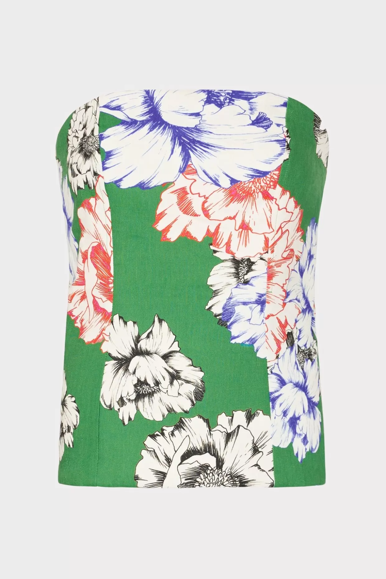 Jumpsuits & Rompers-MILLY Aiden Petals In Bloom Strapless Top Green Multi