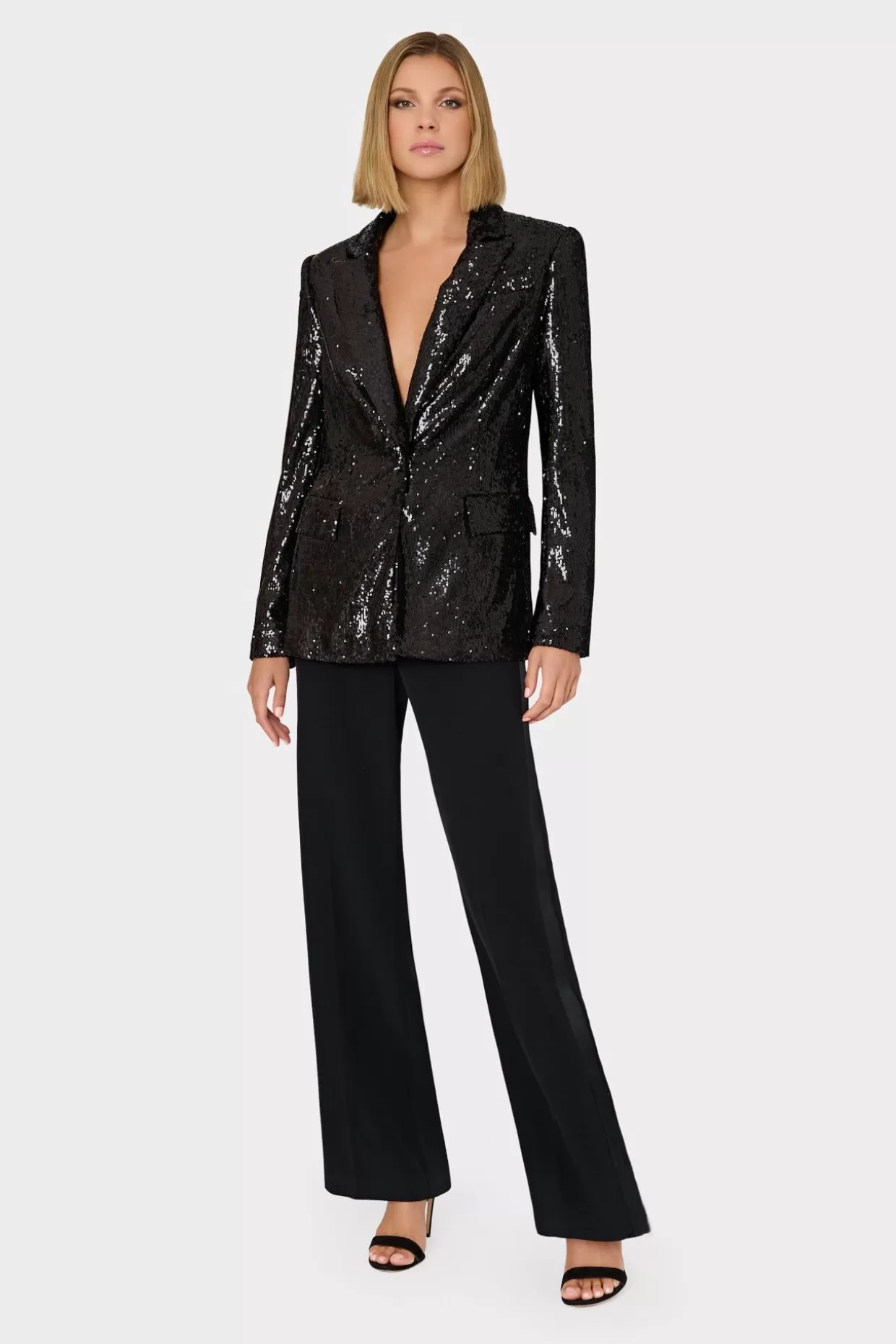 Blazers-MILLY Alexa Sequins Blazer Black