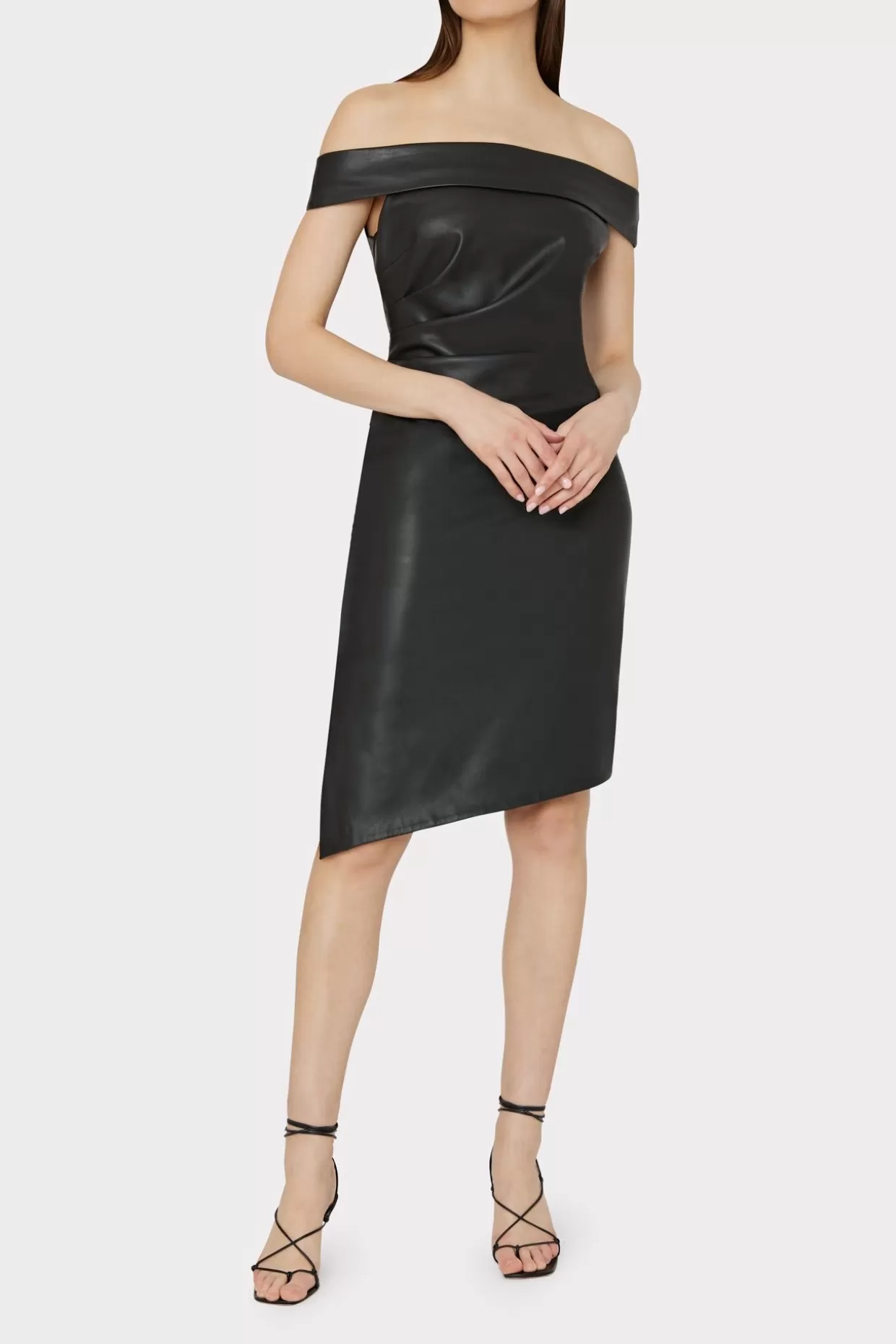 Little Black Dresses-MILLY Ally Vegan Leather Dress Black