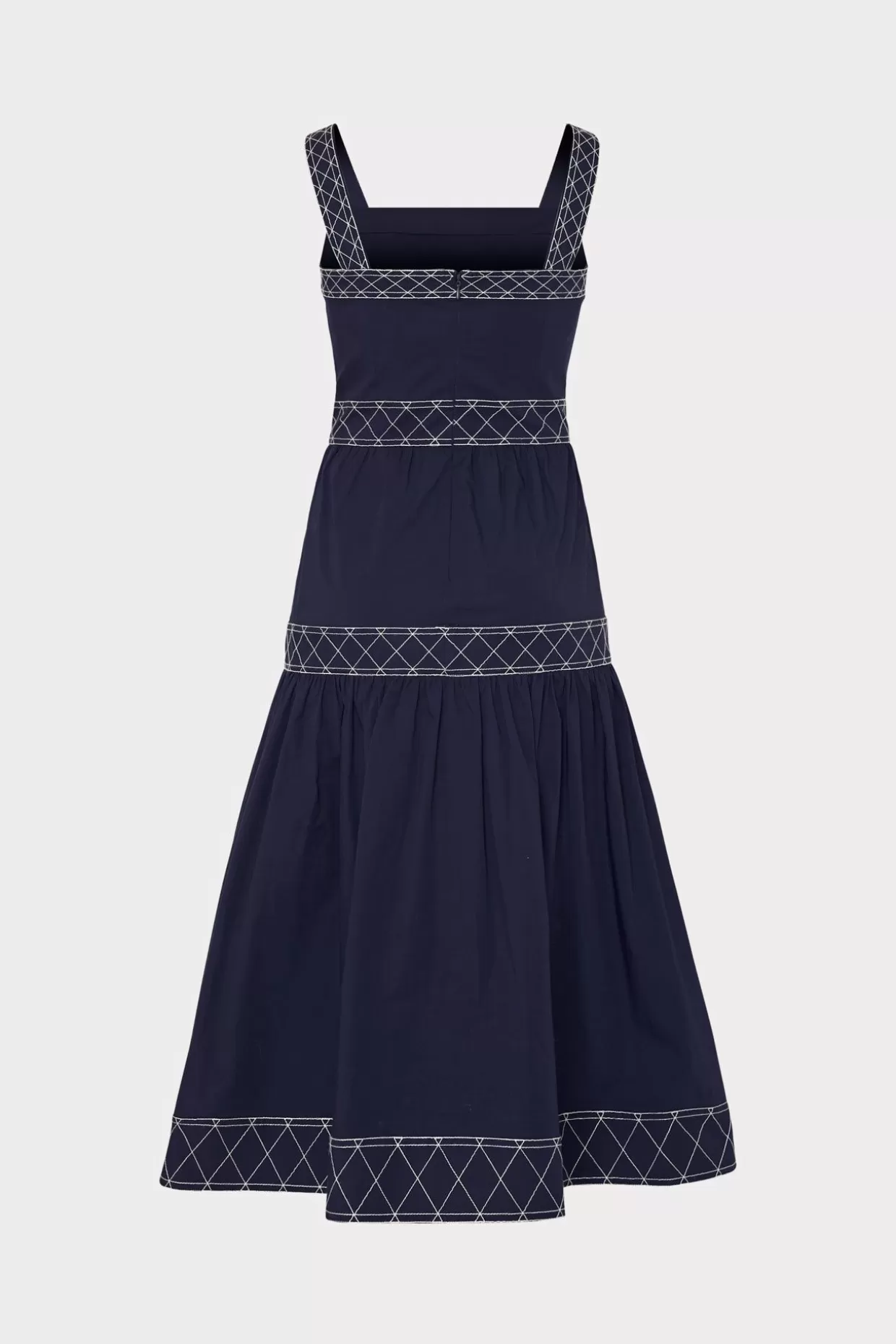 Sundresses-MILLY Annette Poplin Midi Dress Navy