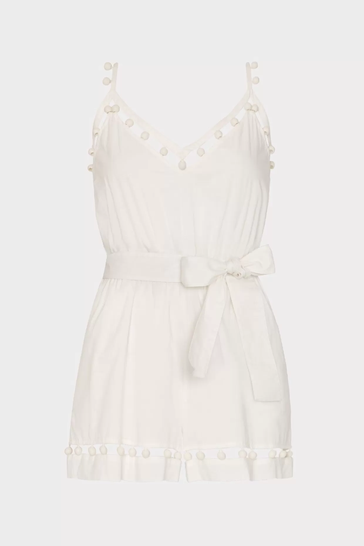 Jumpsuits & Rompers-MILLY Beaded Cotton Voile Romper White