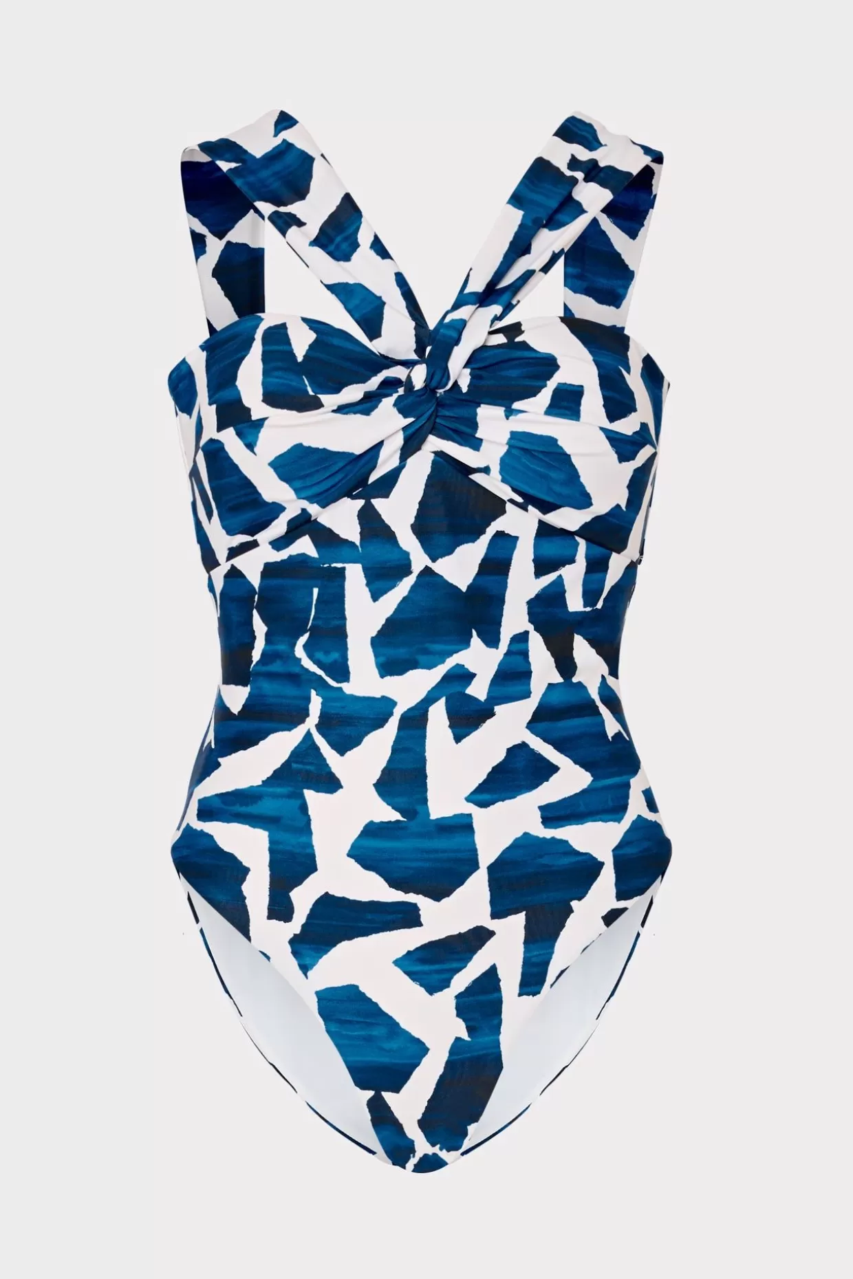 One Piece Swimsuits-MILLY Betsy Ocean Puzzle Bandeau One Piece Navy Multi