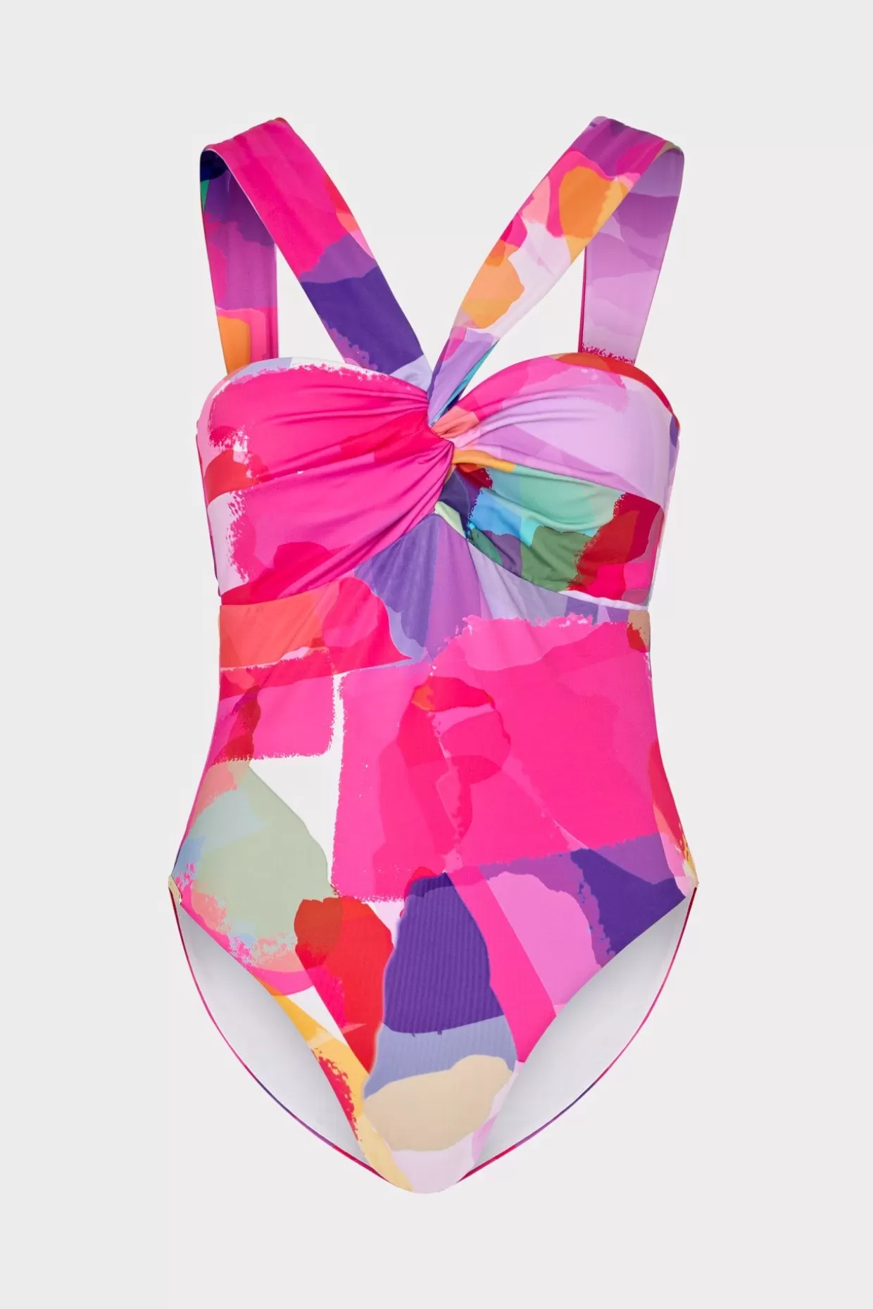 One Piece Swimsuits-MILLY Betsy Rainbow Waterfall Draped Bandeau One Piece Multi