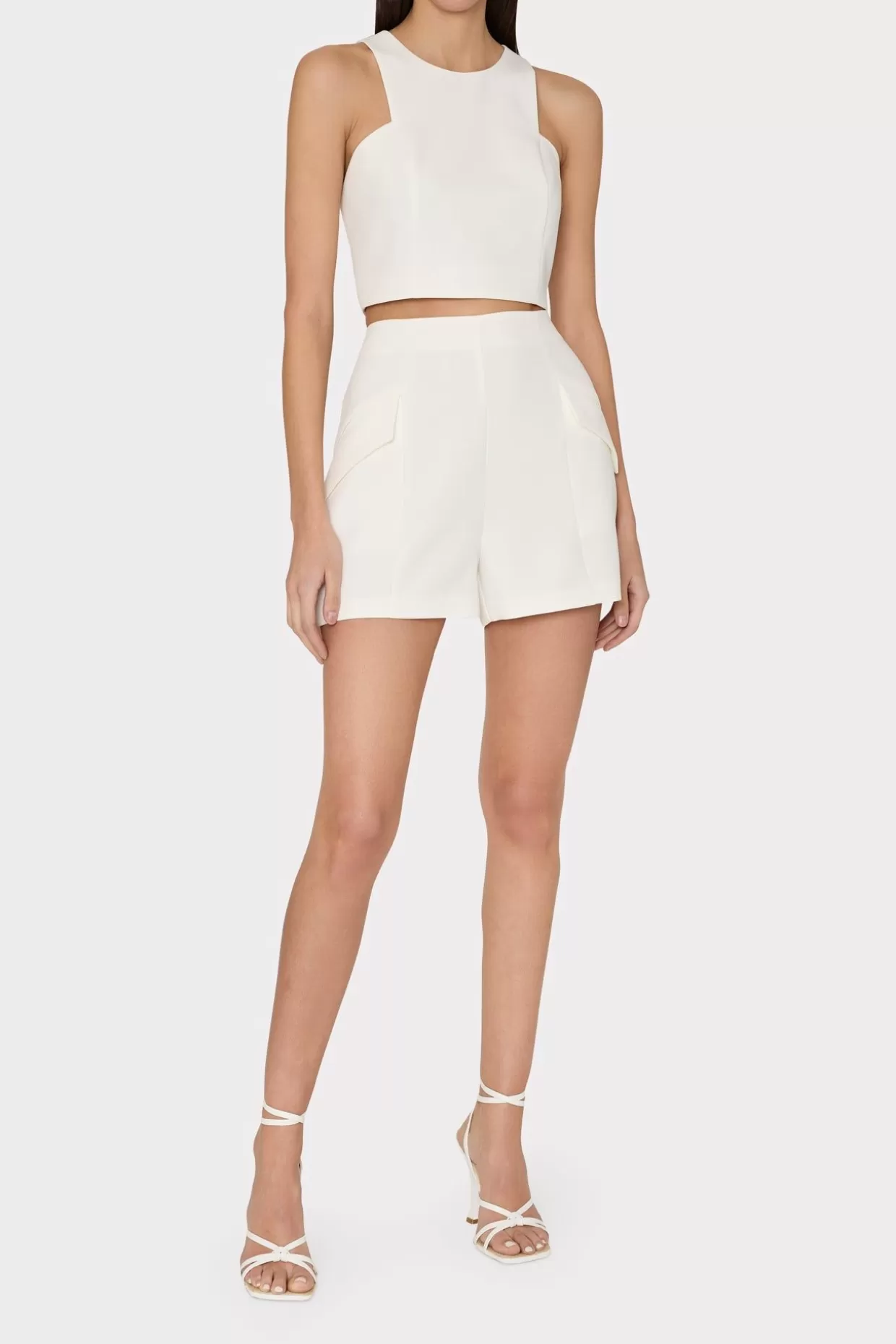 Jumpsuits & Rompers-MILLY Cady Sleeveless Crop Top Ecru