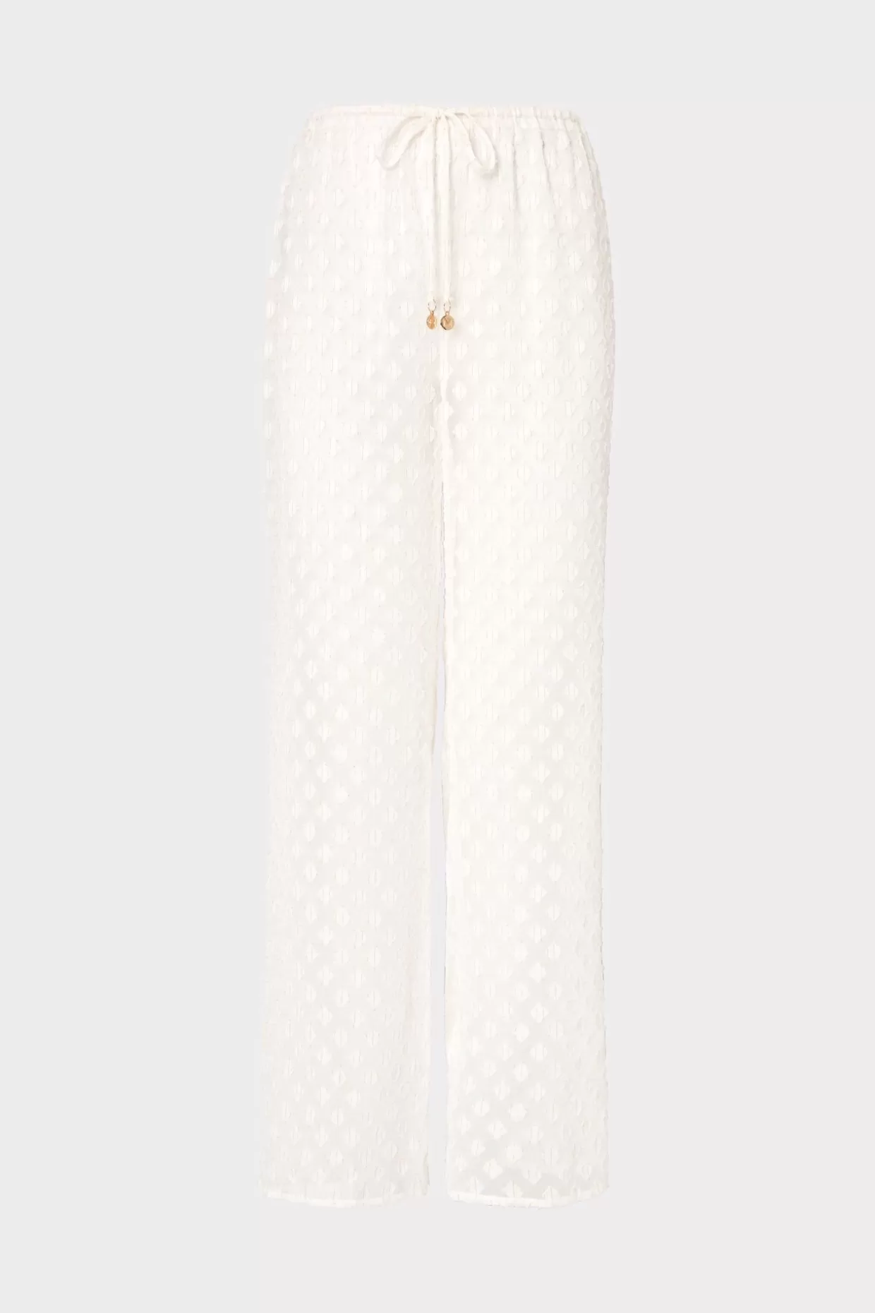 Jumpsuits & Rompers-MILLY Diamond Jacquard Coverup Pants White/Gold