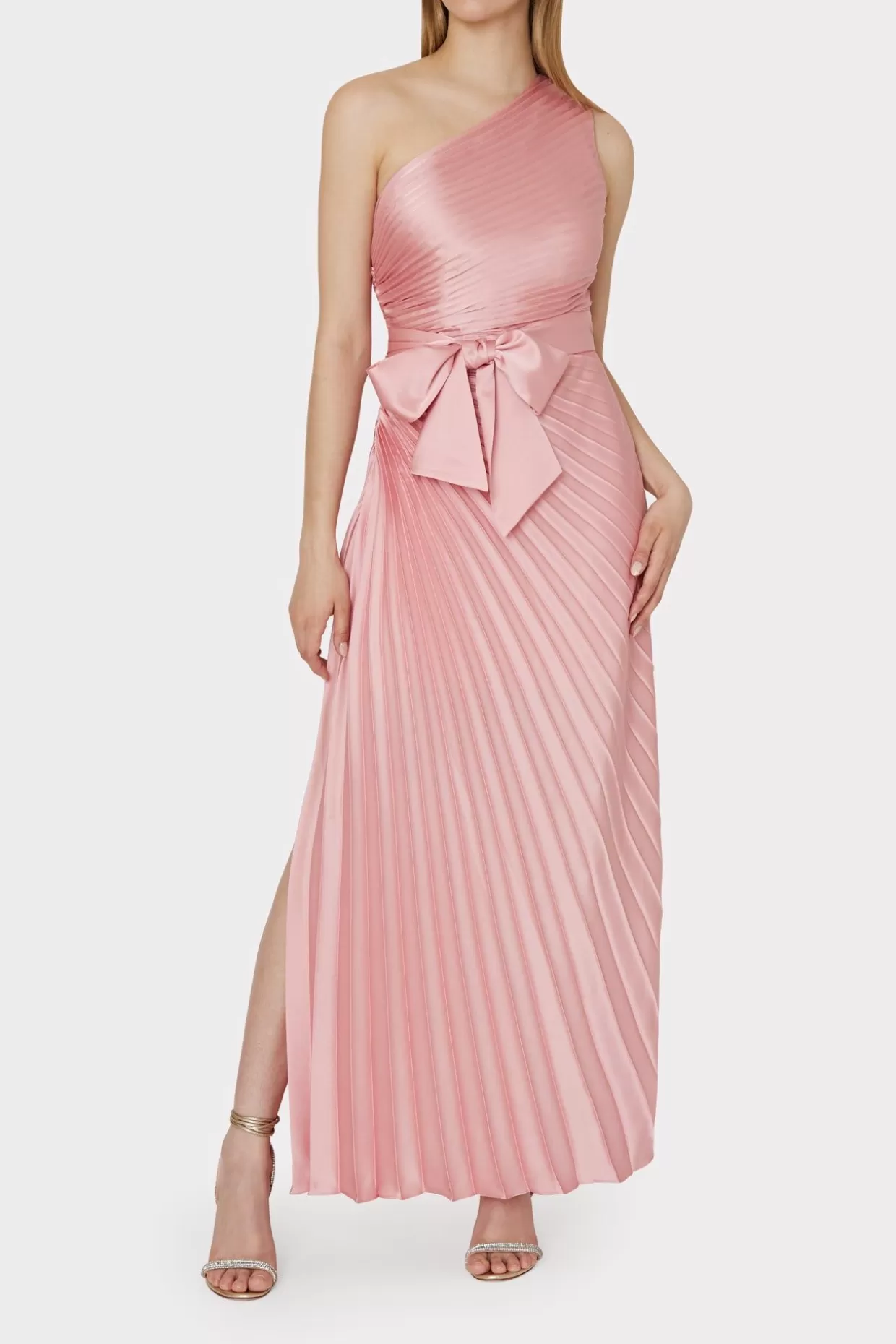 Maxi Dresses-MILLY Estelle Satin Dress Rose Gold