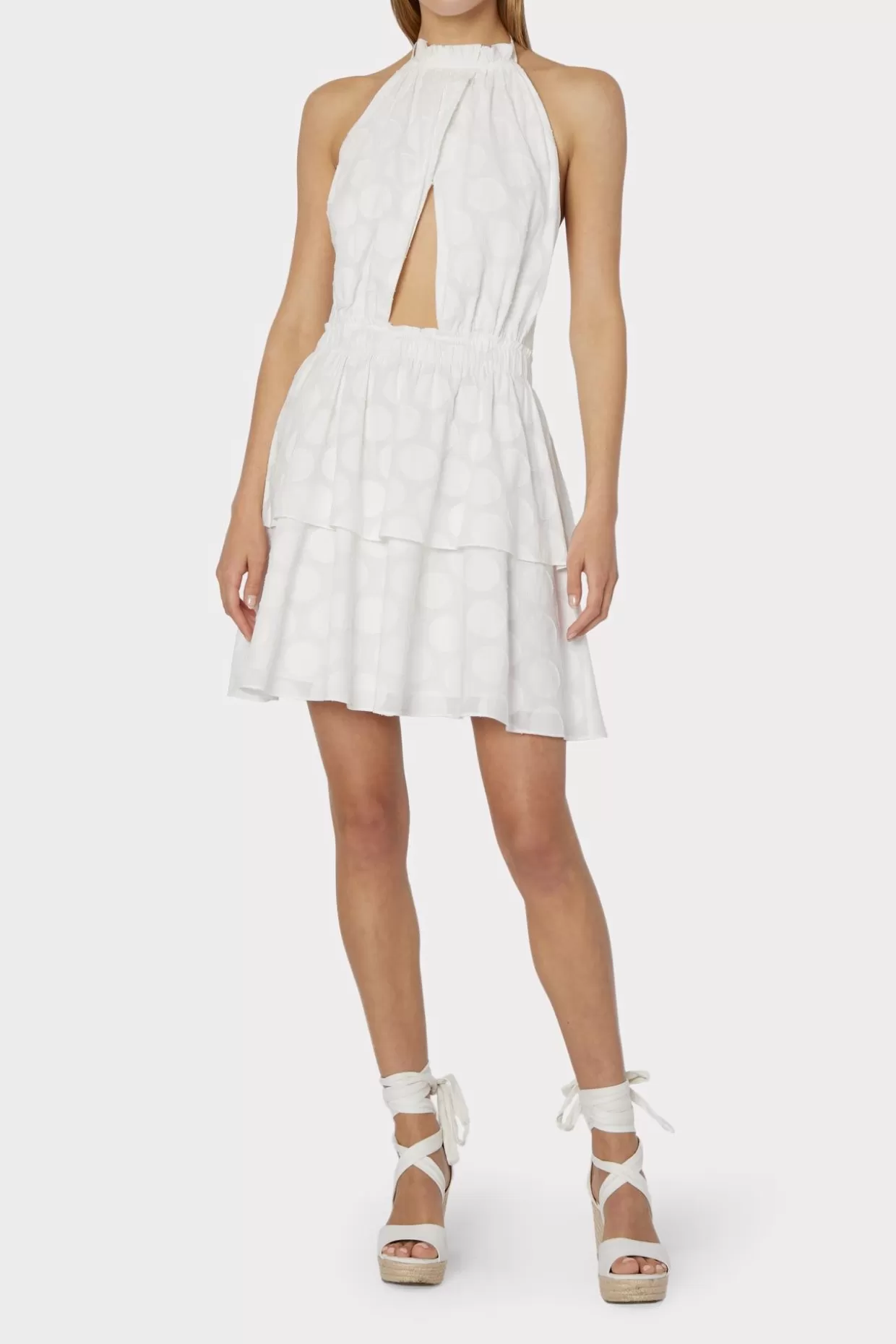 Day Dresses-MILLY Evelia Reina Graphic Dot Clipping Dress White