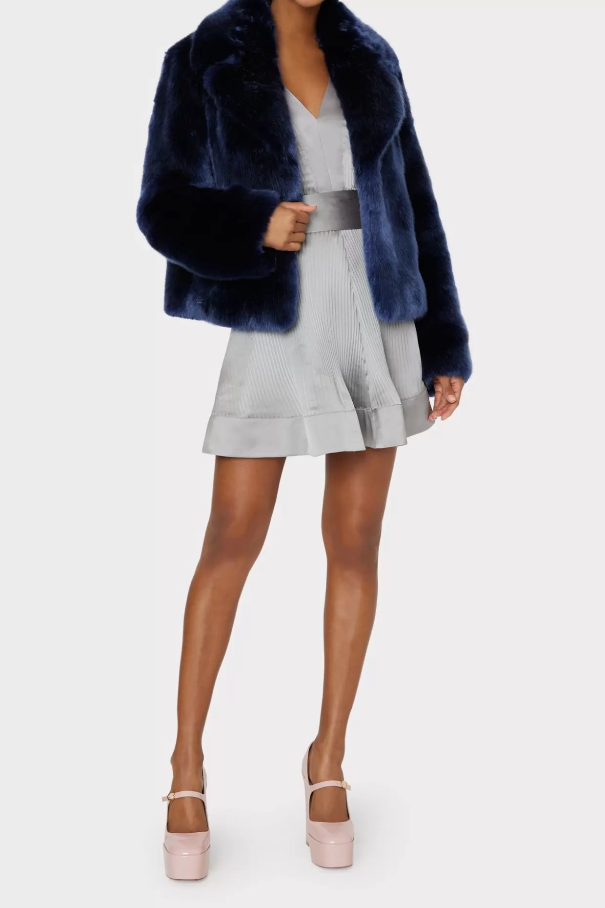 Coats & Jackets-MILLY Faye Faux Fur Coat Navy