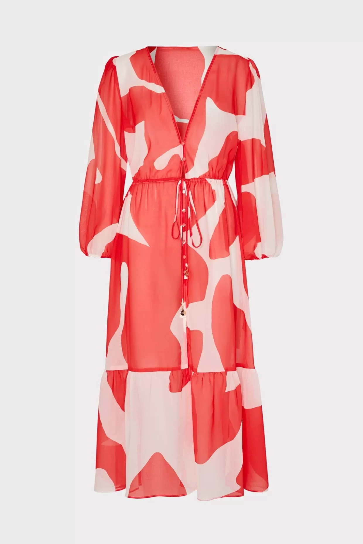 Jumpsuits & Rompers-MILLY Fiona Grand Foliage Cover-Up Red/White