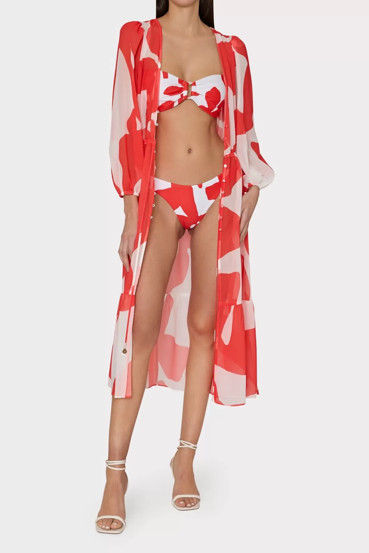 Jumpsuits & Rompers-MILLY Fiona Grand Foliage Cover-Up Red/White