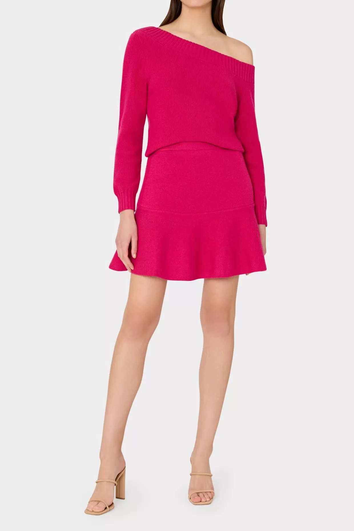 Sweaters & Knits-MILLY Flare Knit Skirt Fuchsia