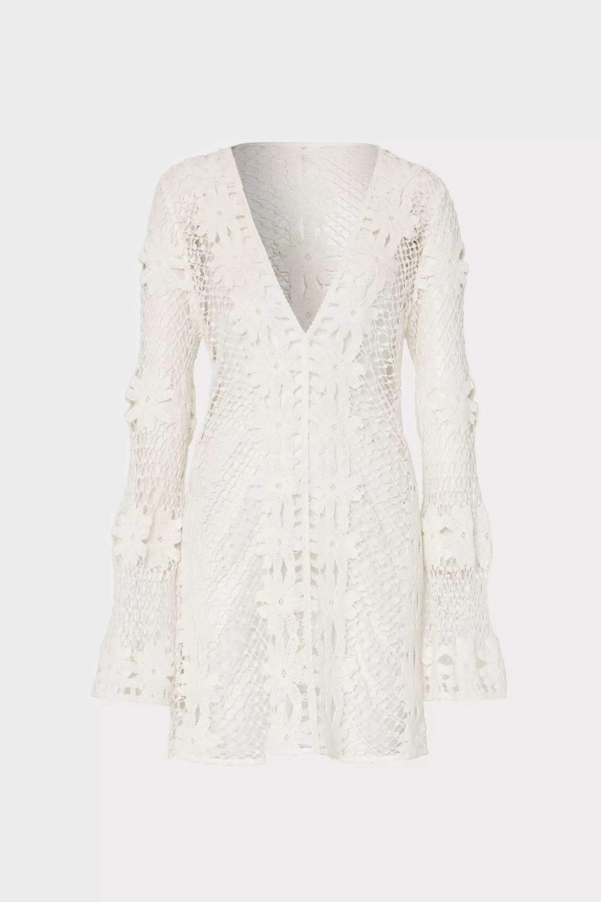 Cover-Ups-MILLY Floral Crochet Coverup Dress White