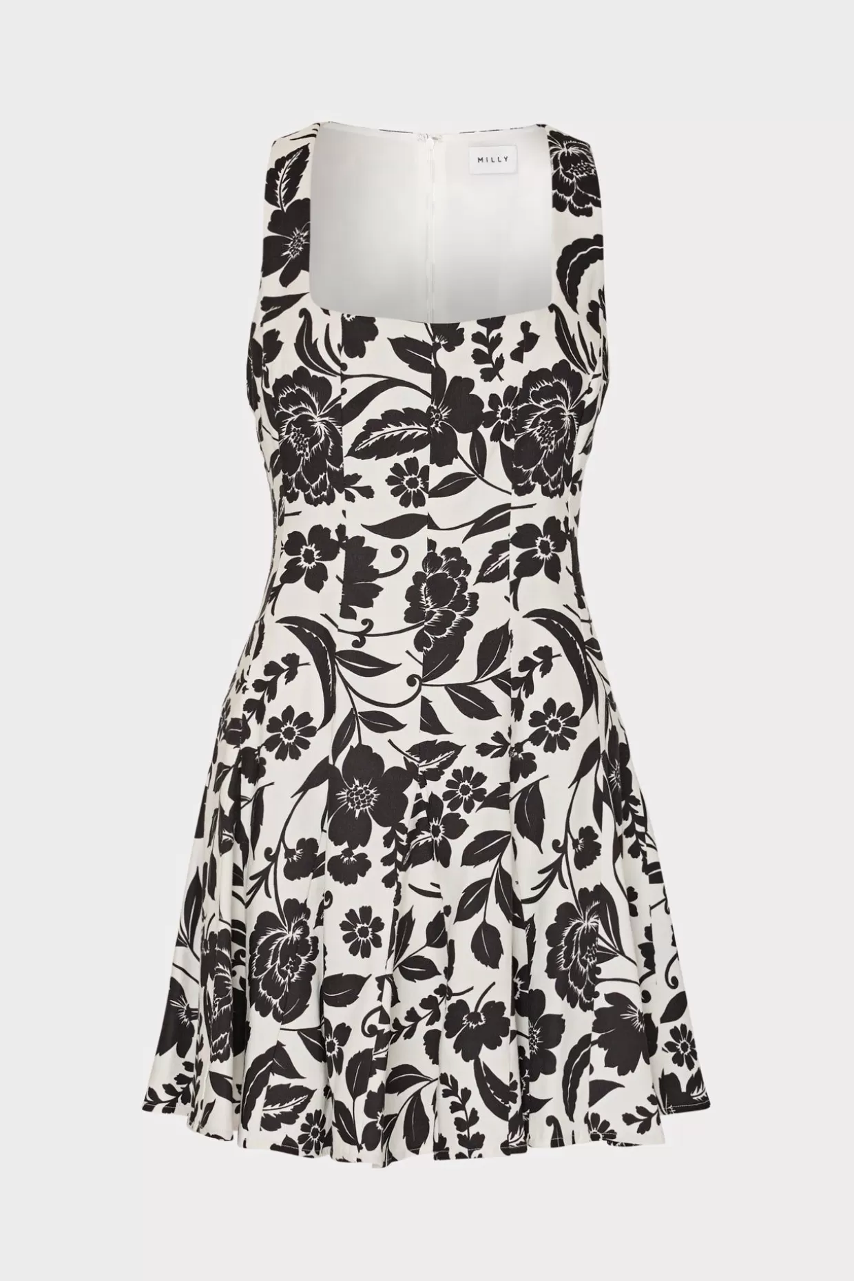 Sundresses-MILLY Flowers Of Spain Linen Mini Dress Black/White