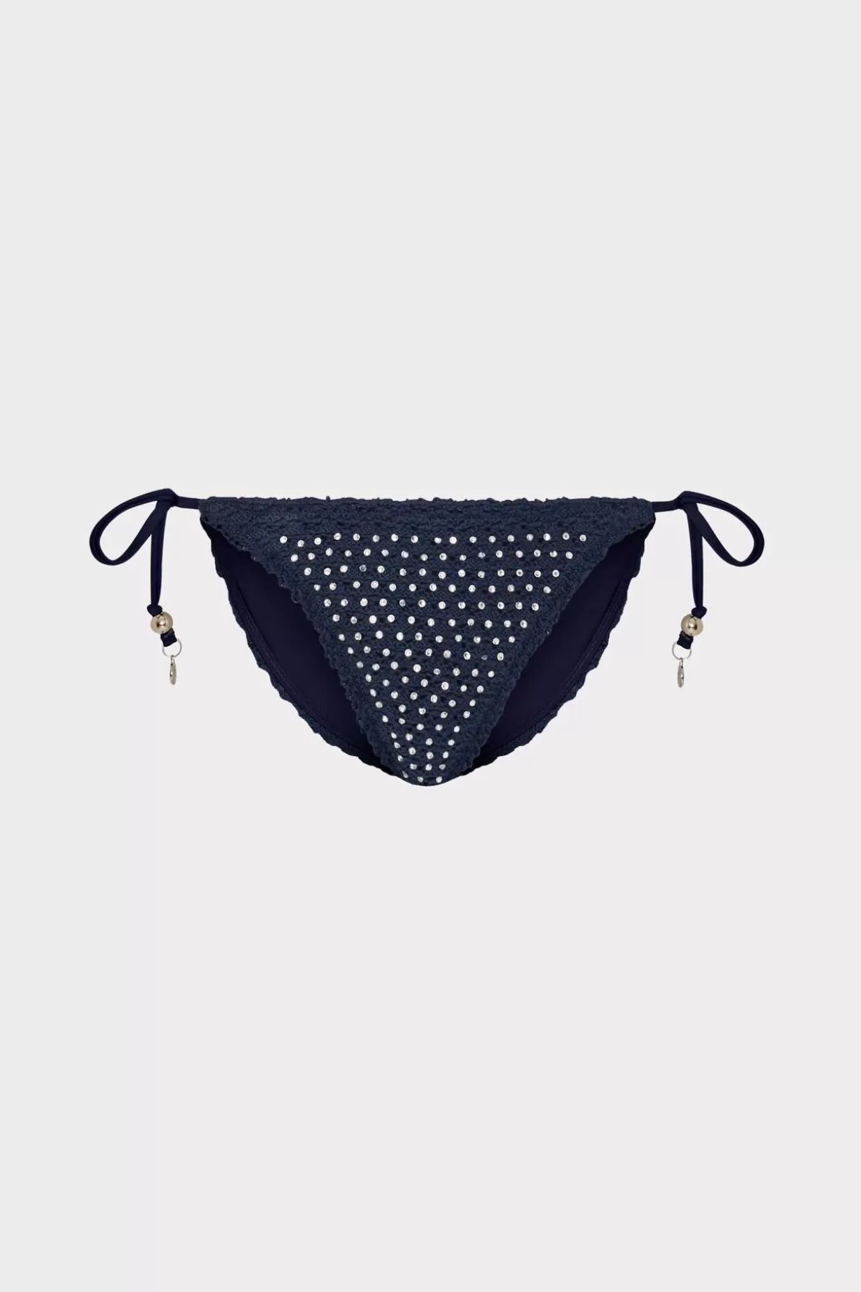 Jumpsuits & Rompers-MILLY Glimmer String Bikini Bottom With Crystal Applique Navy