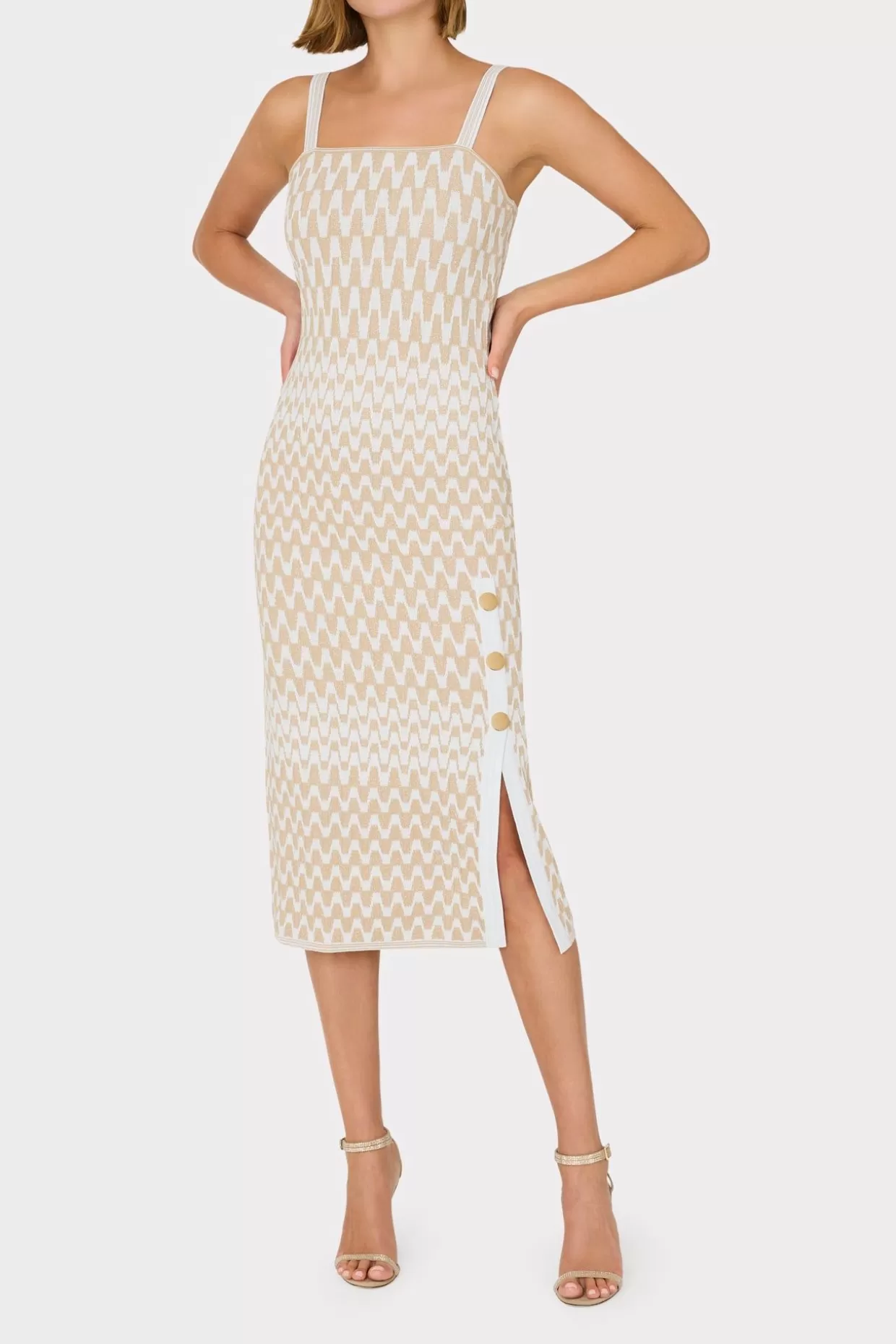 Sweaters & Knits-MILLY Gradient Zig Zag Midi Dress Natural Multi