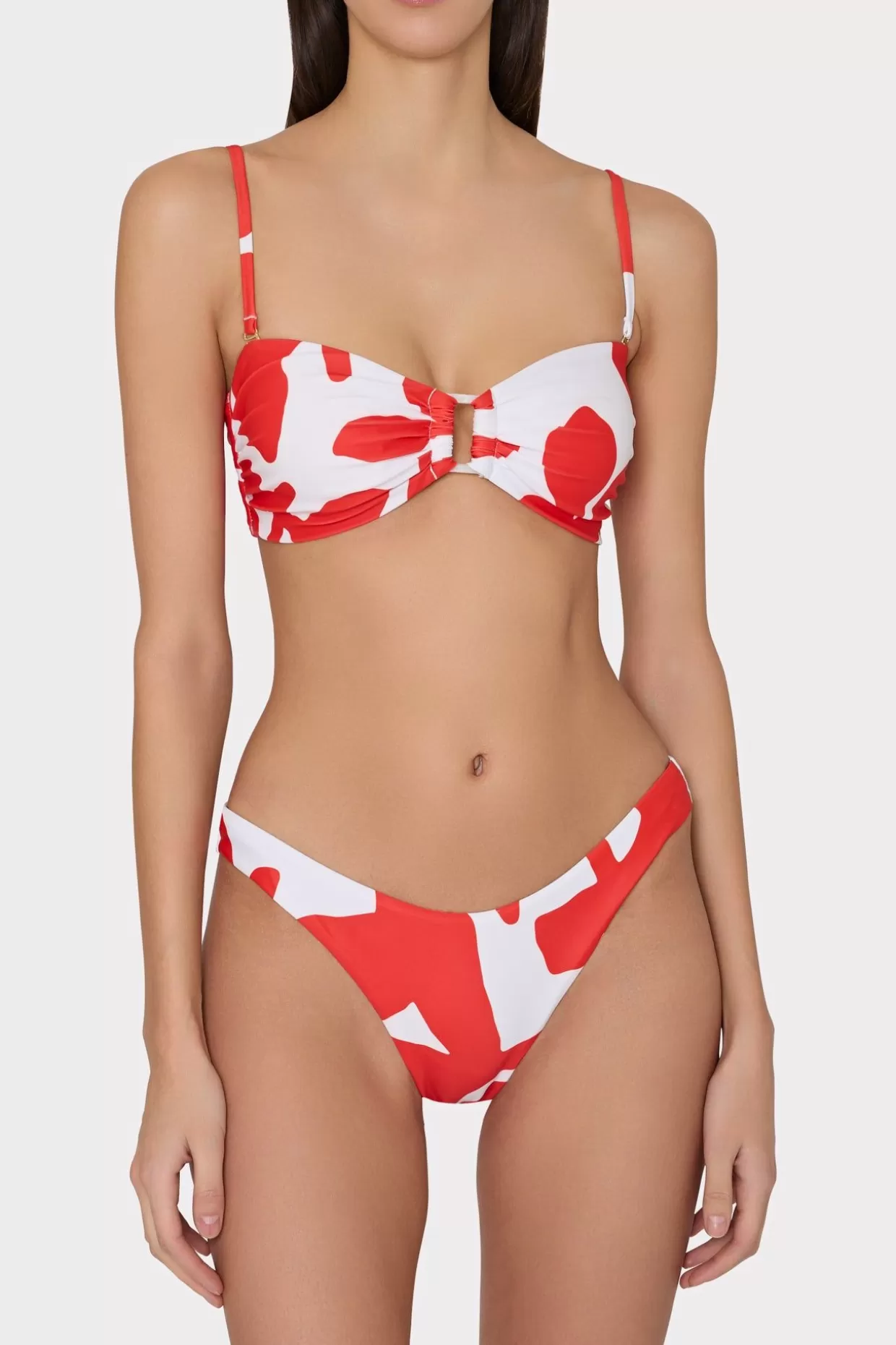 Jumpsuits & Rompers-MILLY Grand Foliage Bikini Top Red/White