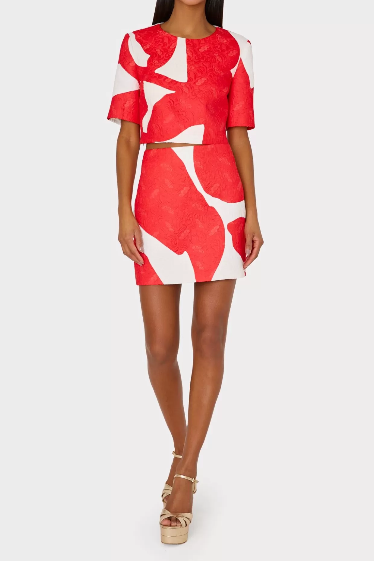 Jumpsuits & Rompers-MILLY Grand Foliage Modern Mini Skirt Red/White