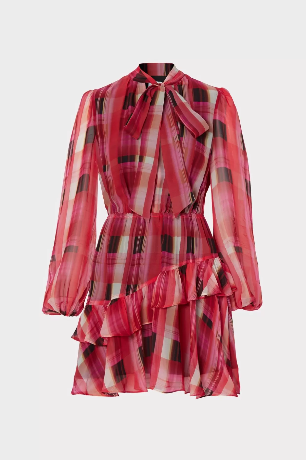 Day Dresses-MILLY Hadlee Prep Plaid Dress Red Multi