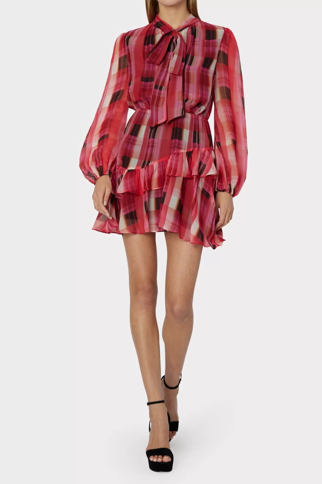 Day Dresses-MILLY Hadlee Prep Plaid Dress Red Multi