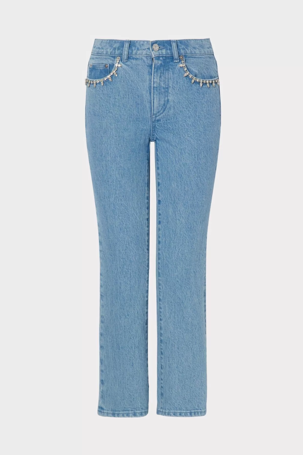 Denim-MILLY Hali Crystal Embellished Jeans Light Wash