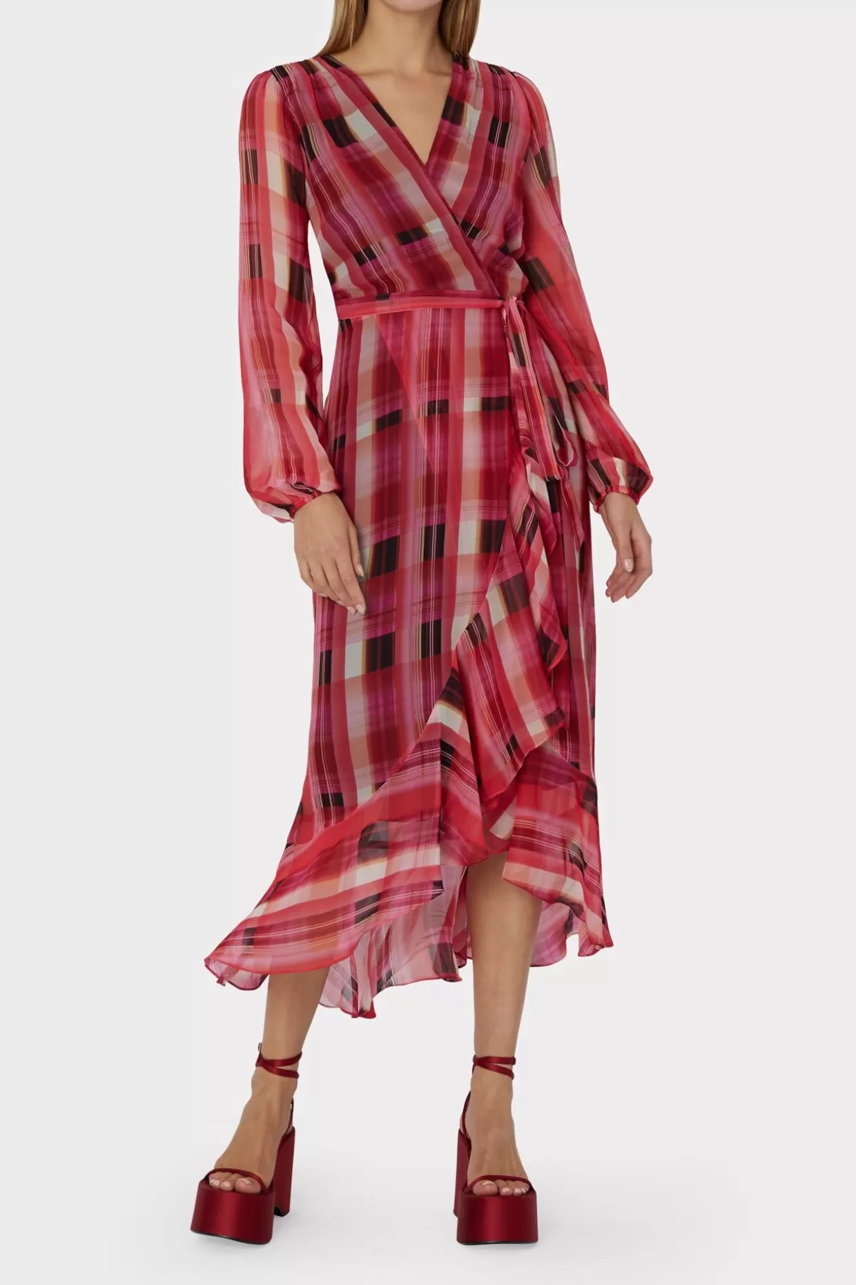 Day Dresses-MILLY Halley Prep Plaid Dress Red Multi