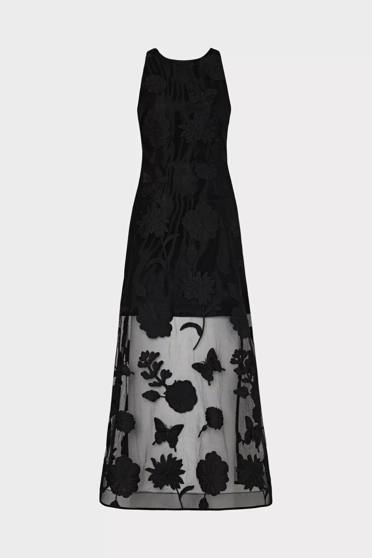 Evening Gowns-MILLY Hannah 3D Butterfly Embroidery Dress Black