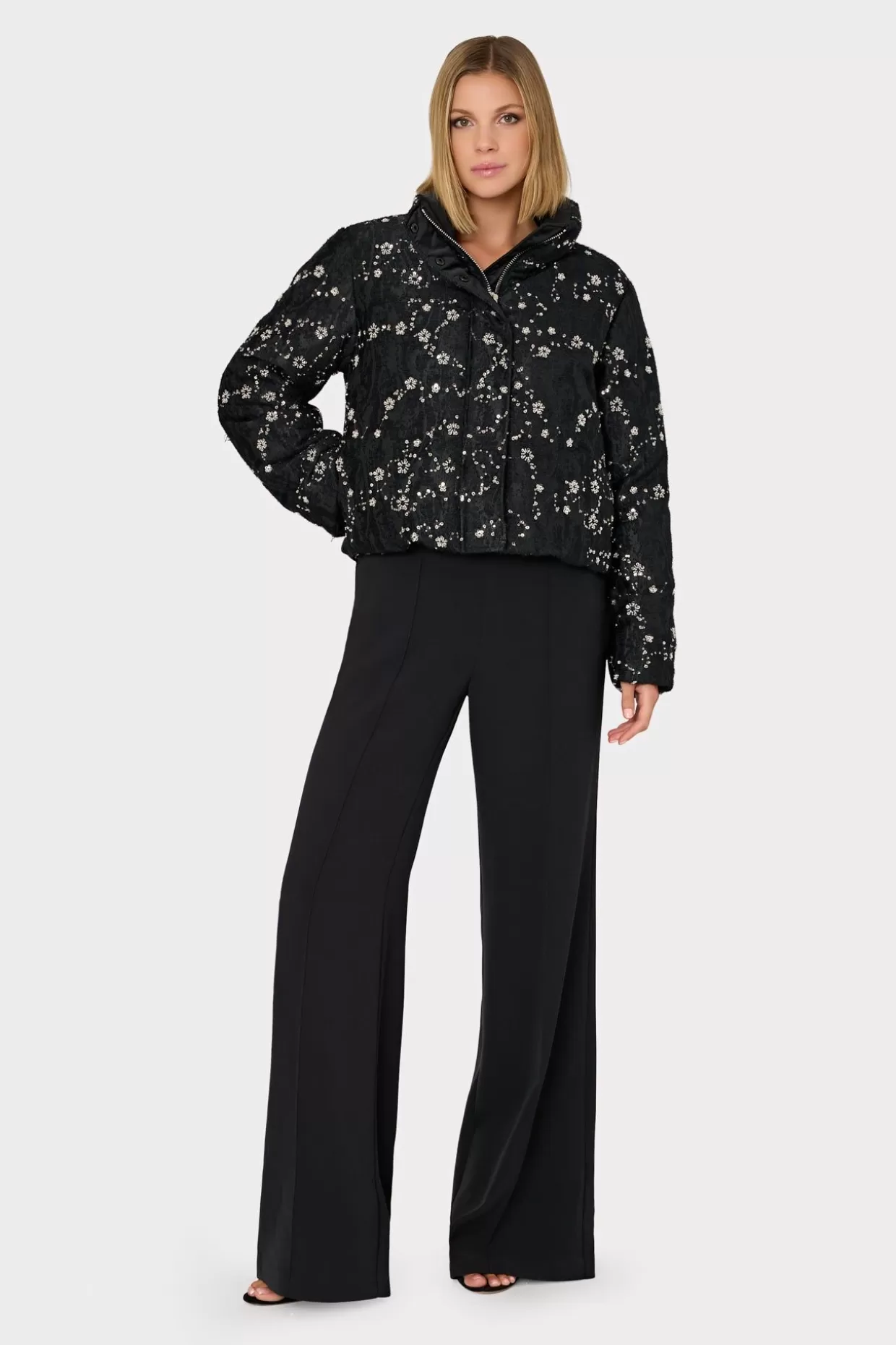 Coats & Jackets-MILLY Hayes Cropped Beaded Puffer Black