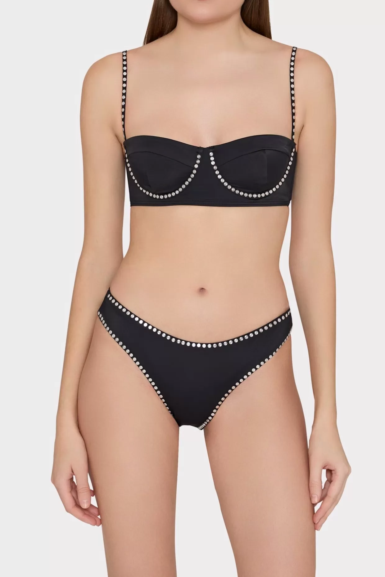 Jumpsuits & Rompers-MILLY Heat Set Embellishment Bikini Bottom Black