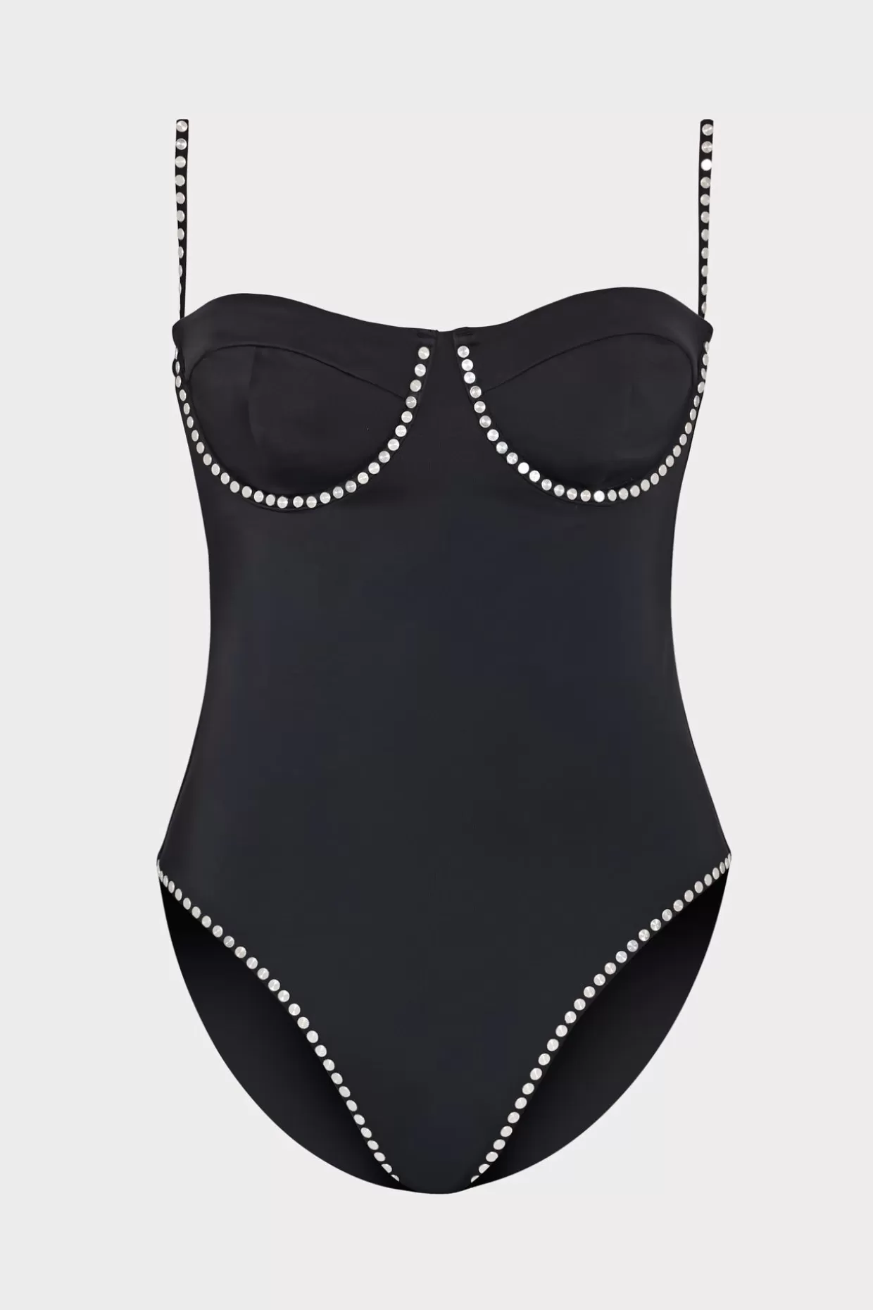 Jumpsuits & Rompers-MILLY Heat Set Embellishment Underwire One Piece Black