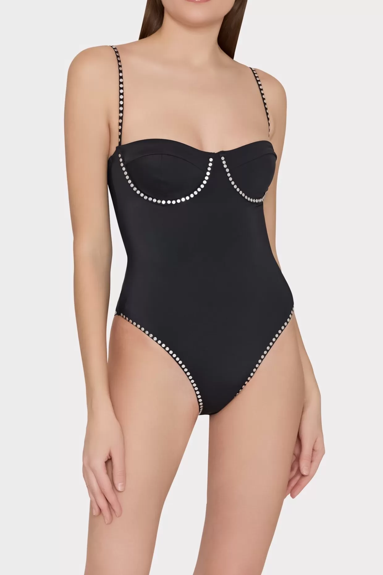 Jumpsuits & Rompers-MILLY Heat Set Embellishment Underwire One Piece Black