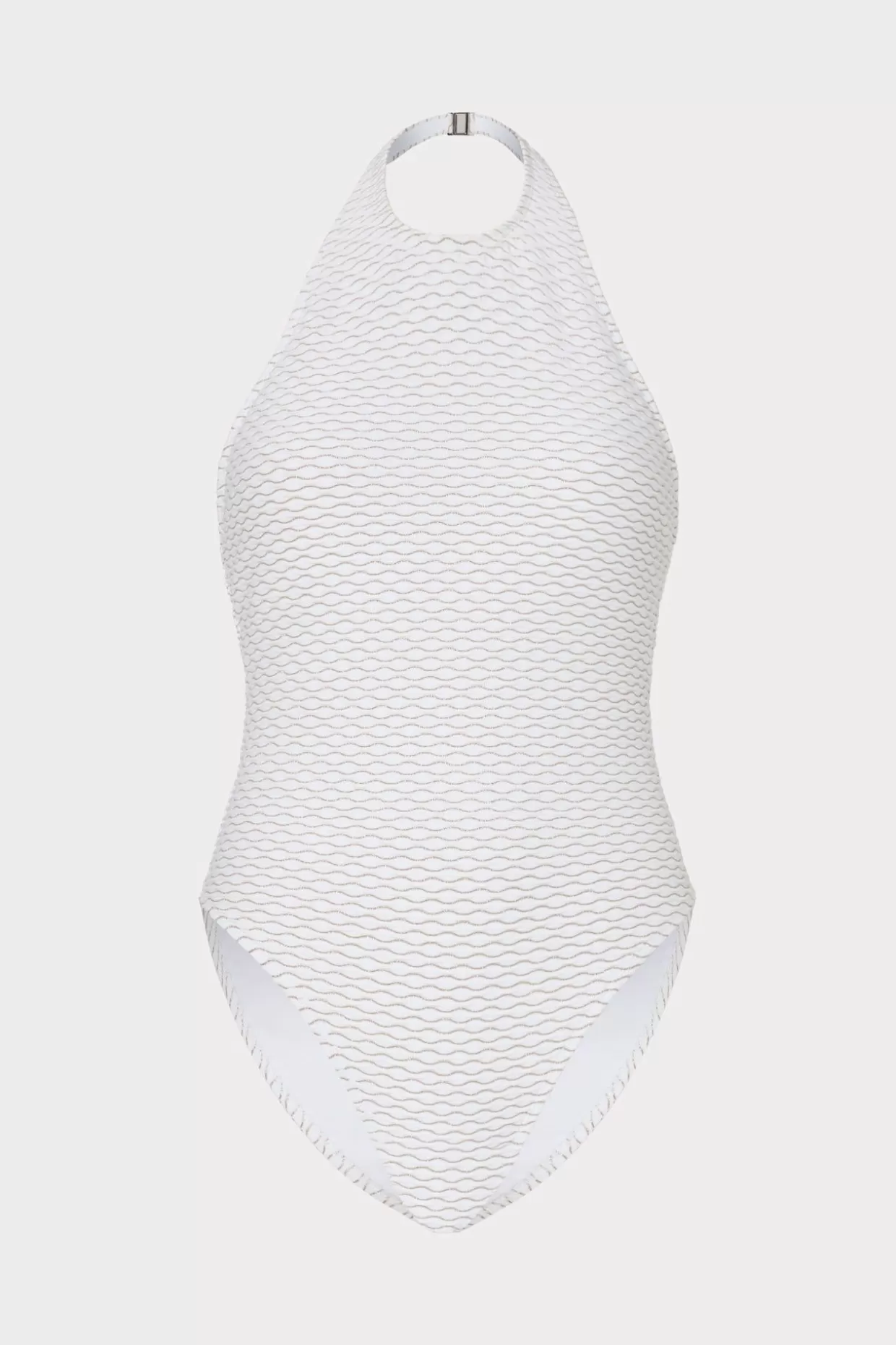 One Piece Swimsuits-MILLY Jackie Textured Waves Halter One Piece White