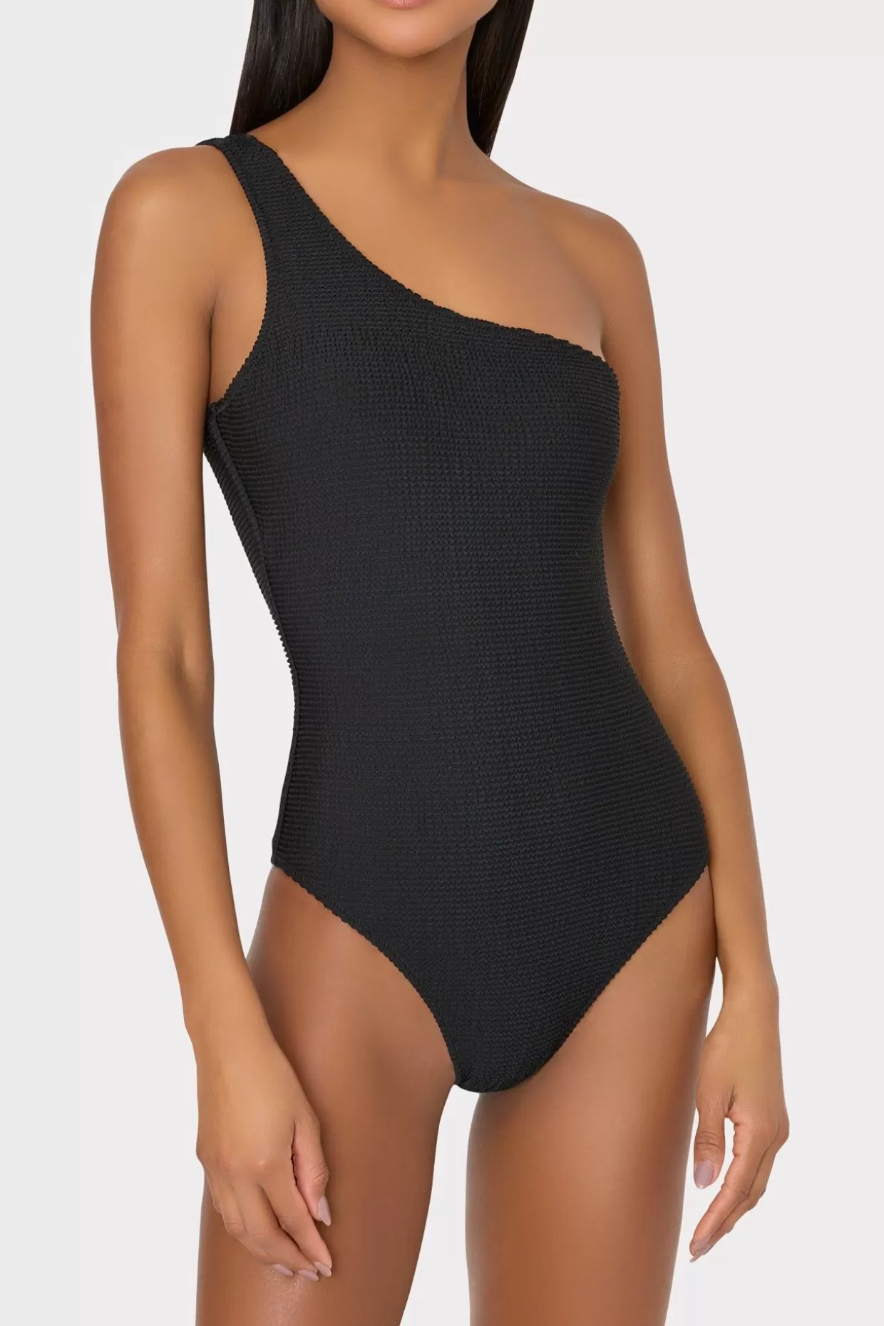 One Piece Swimsuits-MILLY Joni One Shoulder One Piece Black