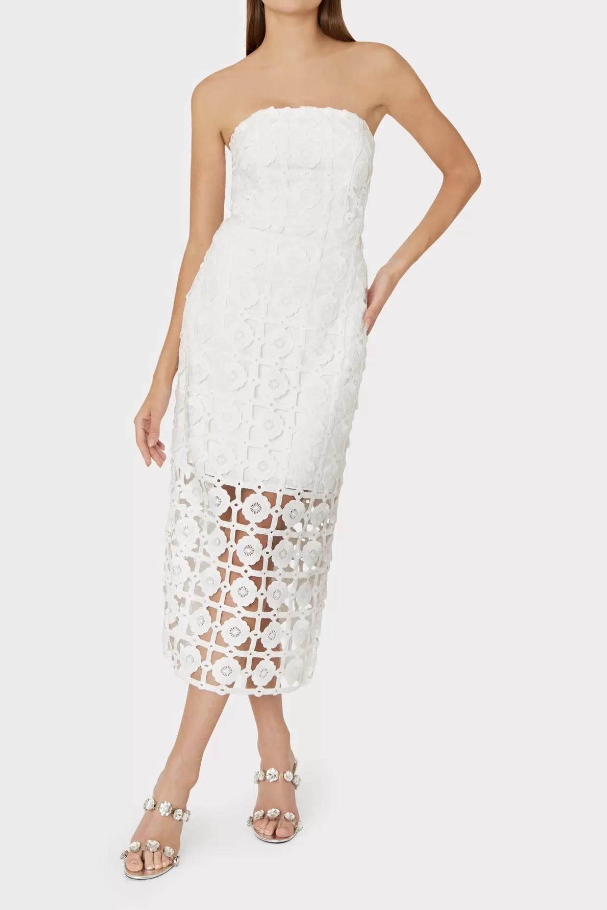 Jumpsuits & Rompers-MILLY Kait Tile Lace Dress White