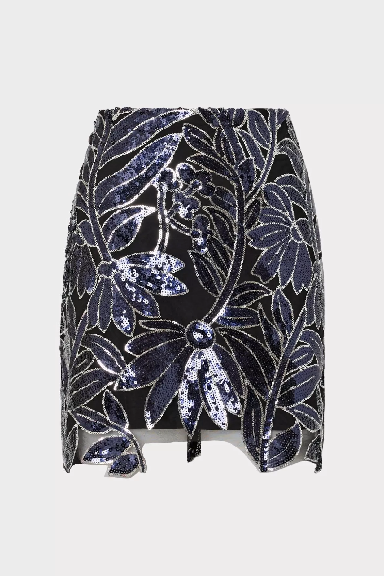 Skirts-MILLY Kristina Floral Sequins Skirt Navy/Silver