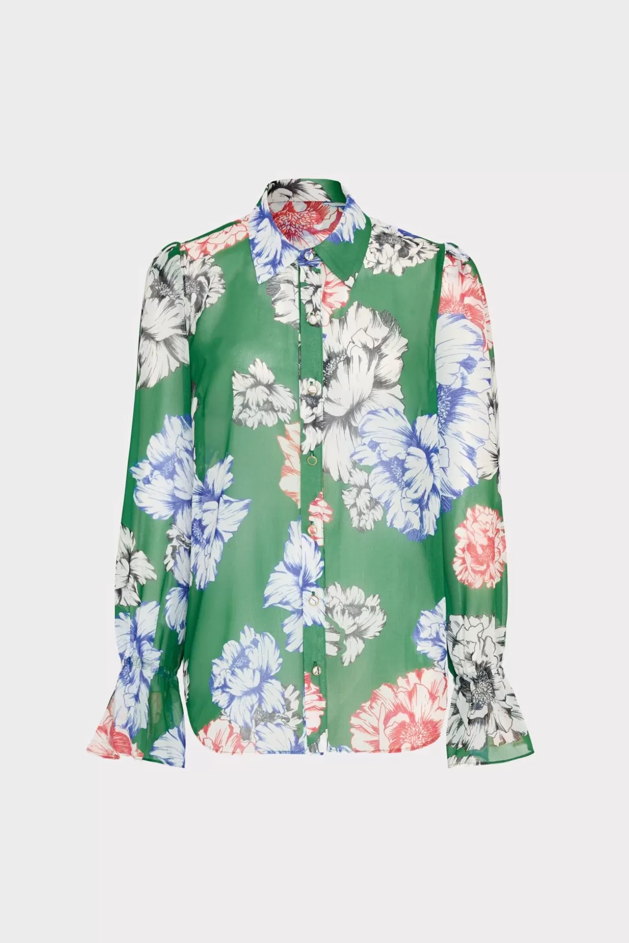Tops-MILLY Lacey Petals In Bloom Blouse Green Multi