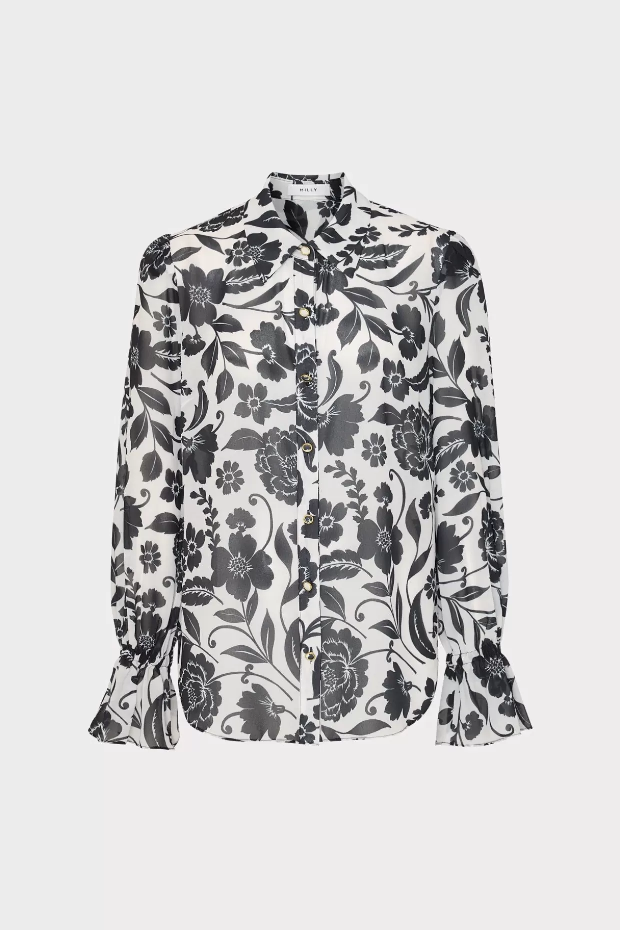 Tops-MILLY Lacey Petals In Bloom Blouse Black Multi