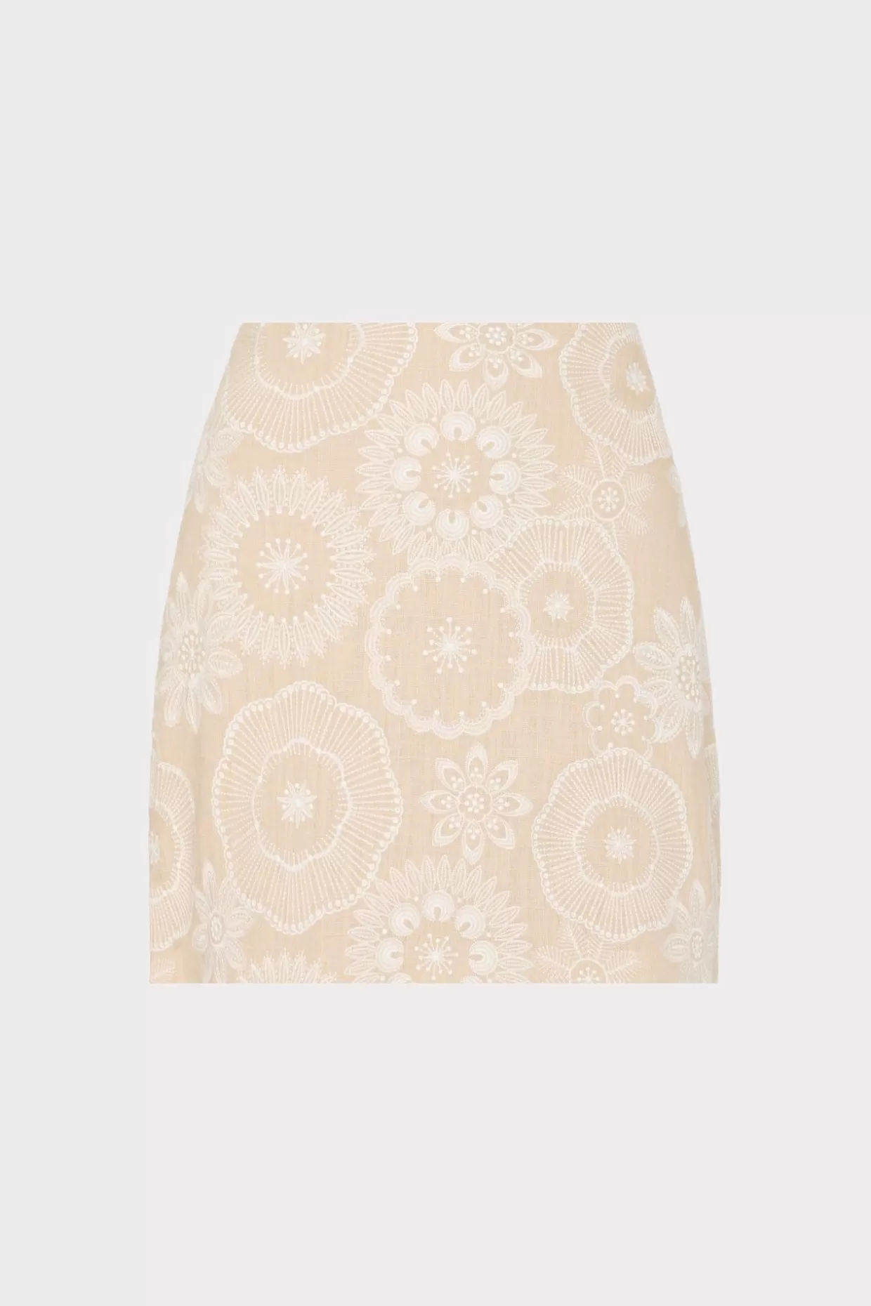 Skirts-MILLY Linen Embroidered Skirt Natural/Ecru