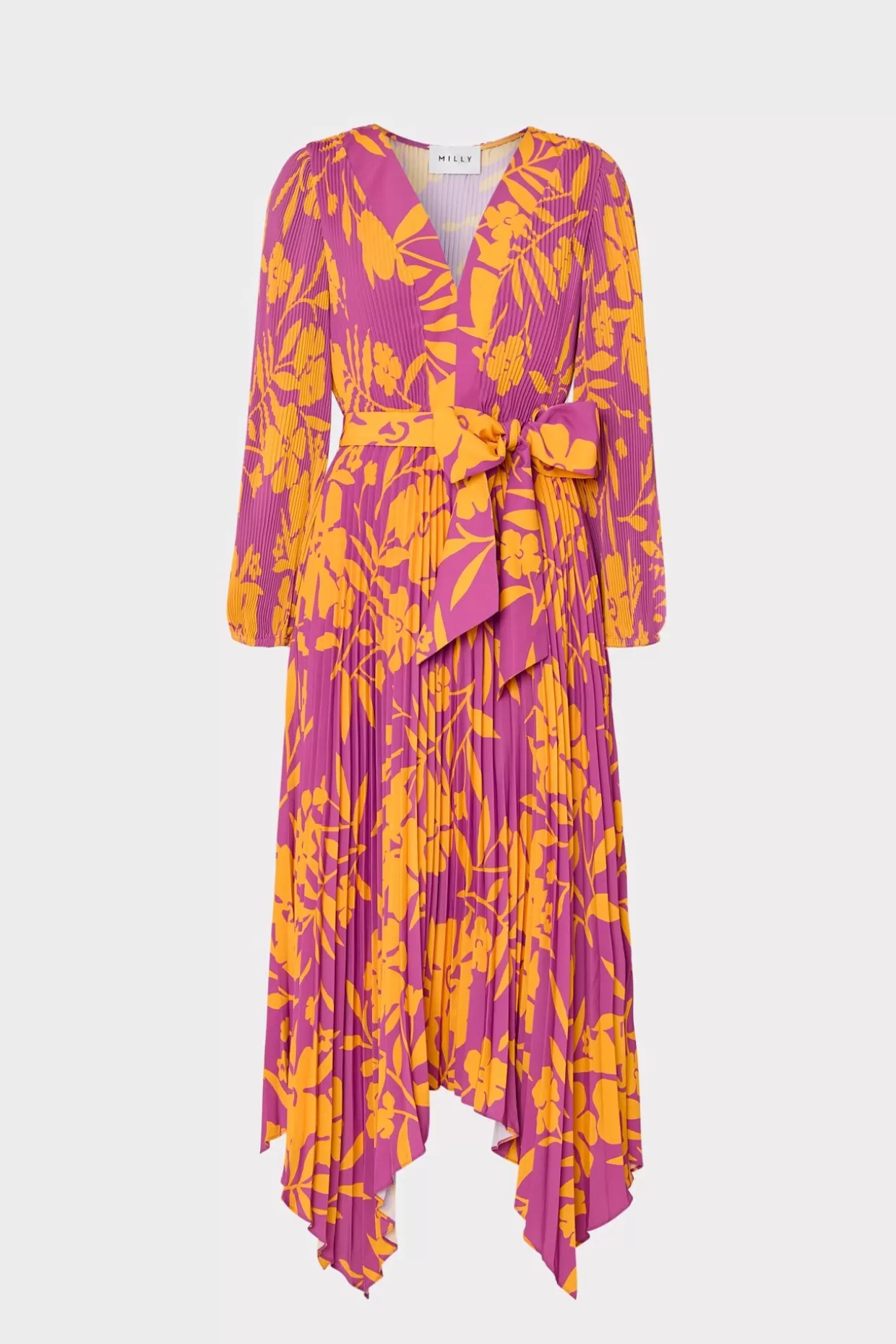 Maxi Dresses-MILLY Liora Marigold Aroma Pleated Dress Multi