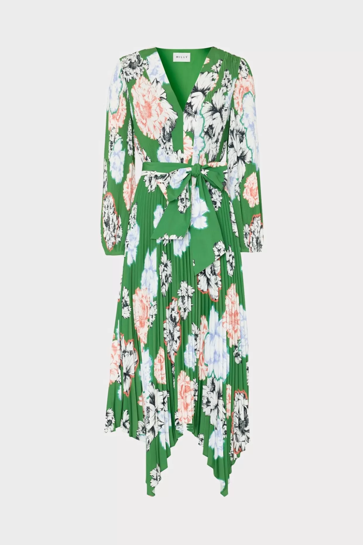 Sundresses-MILLY Liora Petals In Bloom Pleated Dress Green Multi