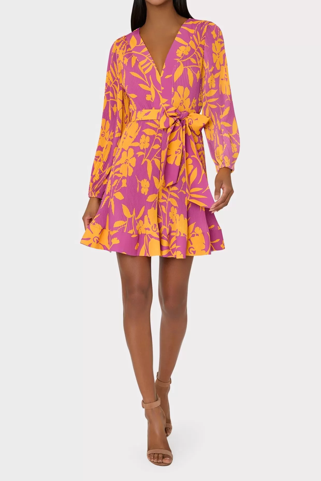 Jumpsuits & Rompers-MILLY Liv Marigold Aroma Pleated Dress Pink Multi