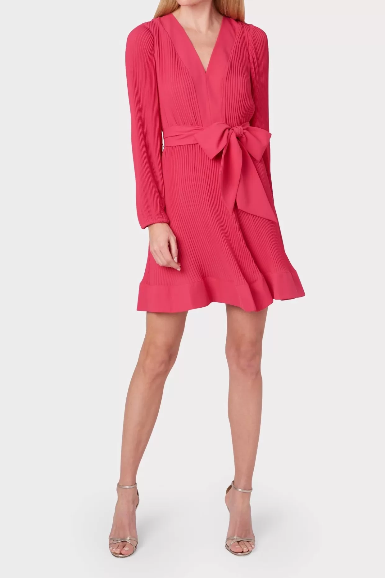 Cocktail Dresses-MILLY Liv Pleated Dress Milly Pink