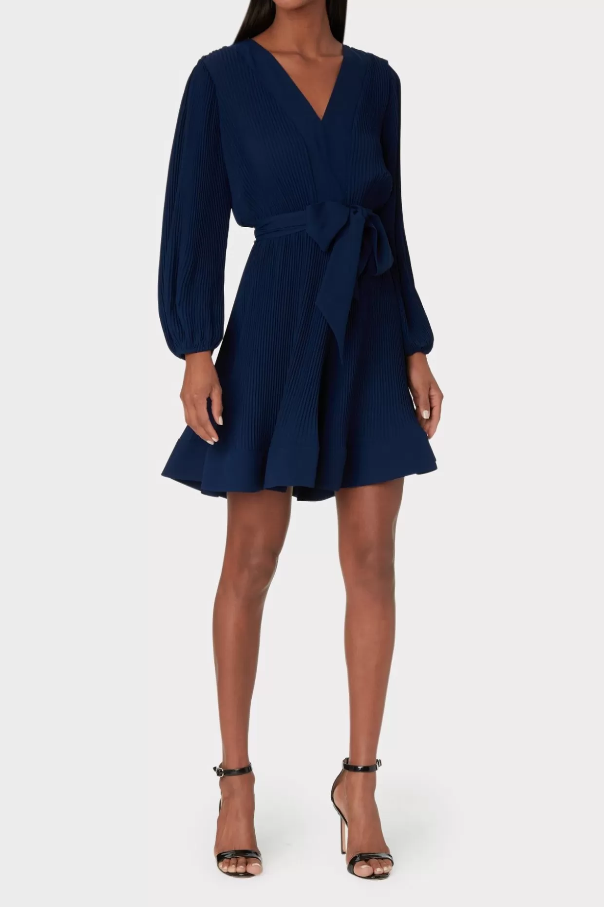 Day Dresses-MILLY Liv Pleated Dress Navy