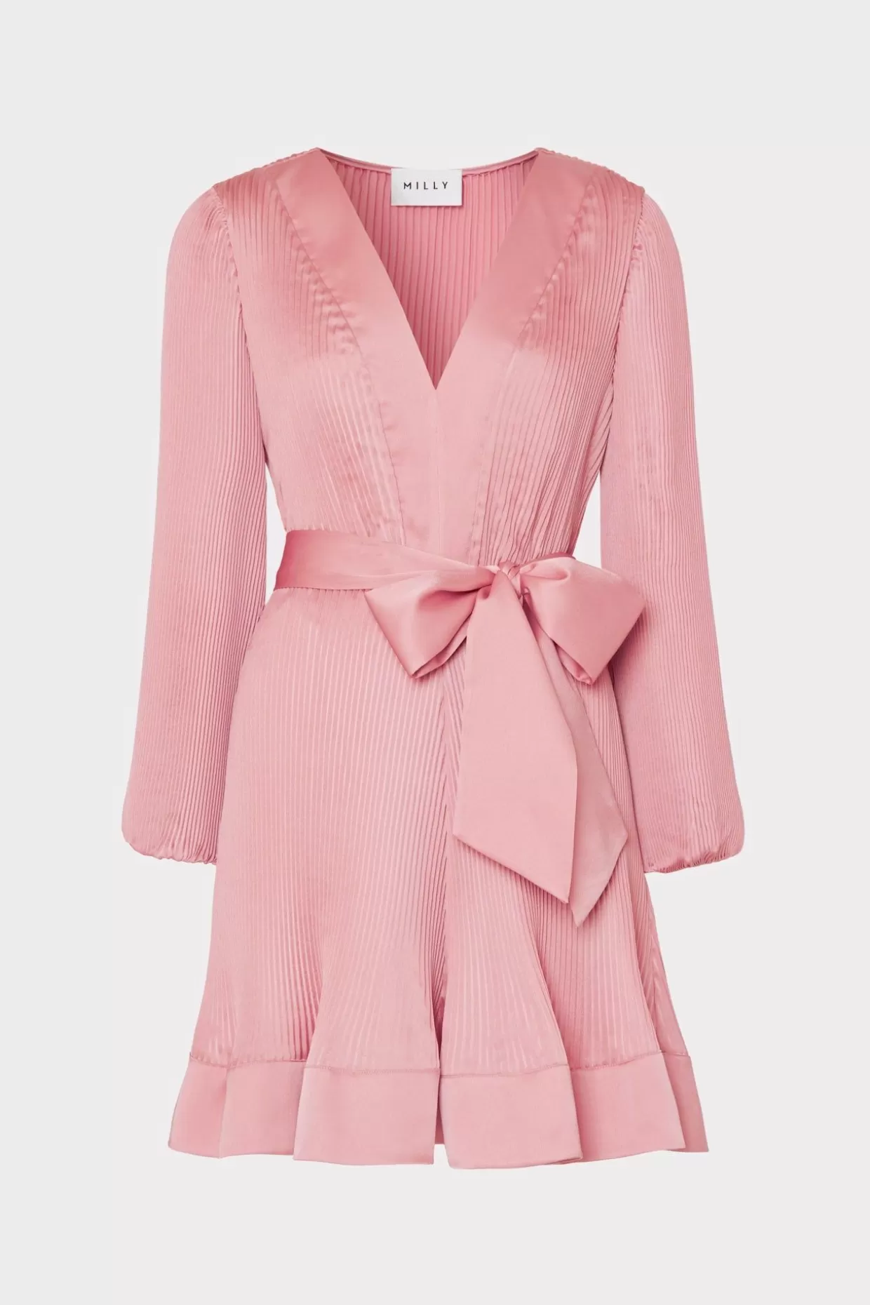 Pink Dresses-MILLY Liv Satin Pleated Dress Rose Gold