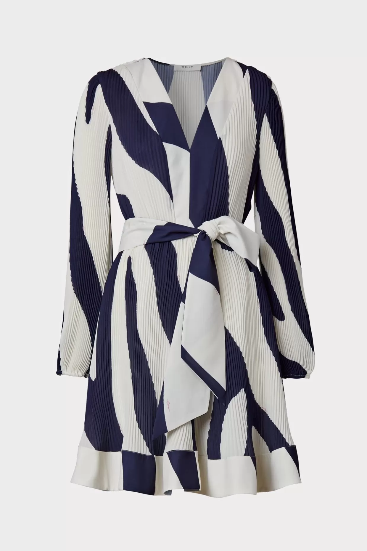 Day Dresses-MILLY Liv Zebra Print Dress Navy/Ecru