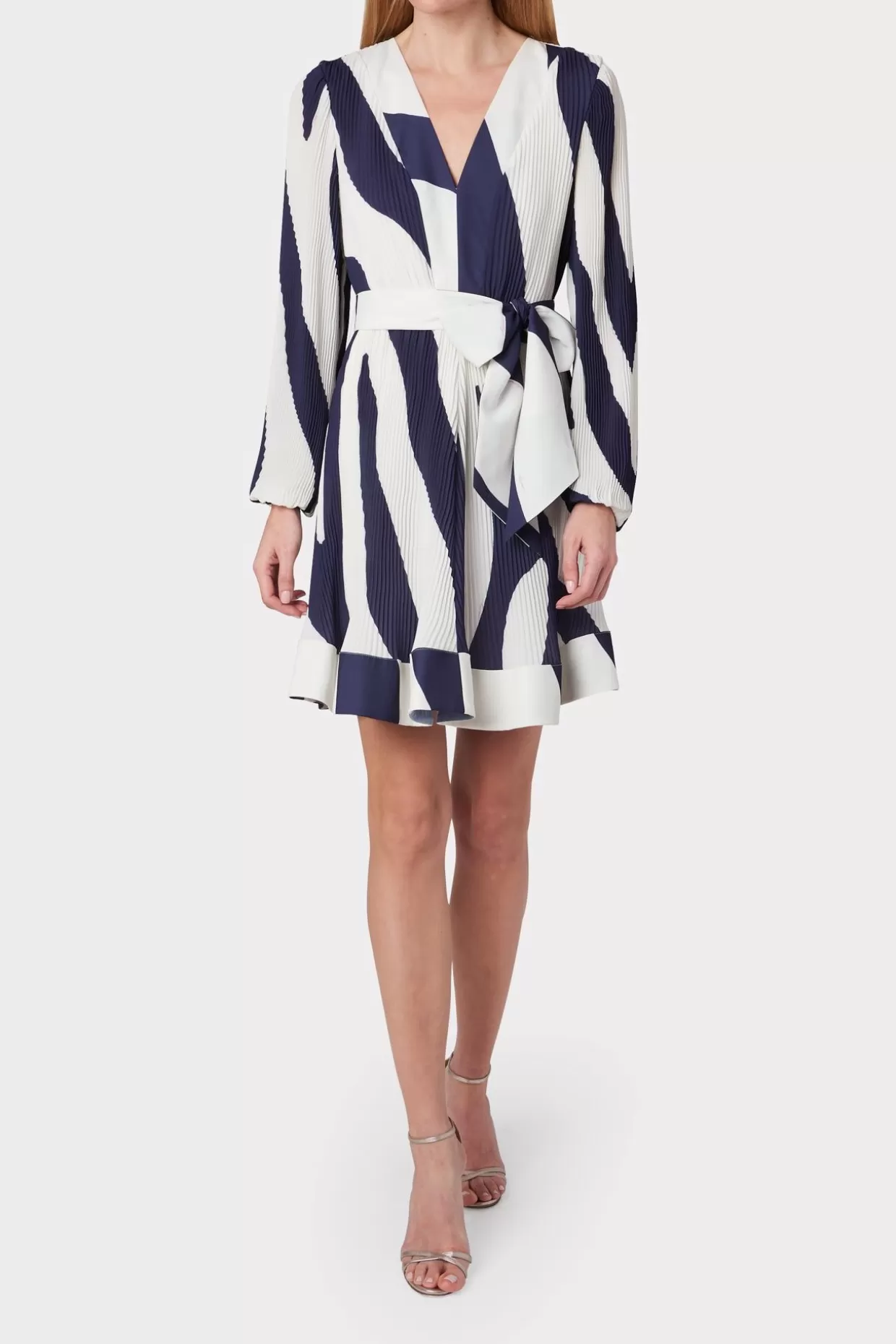 Day Dresses-MILLY Liv Zebra Print Dress Navy/Ecru