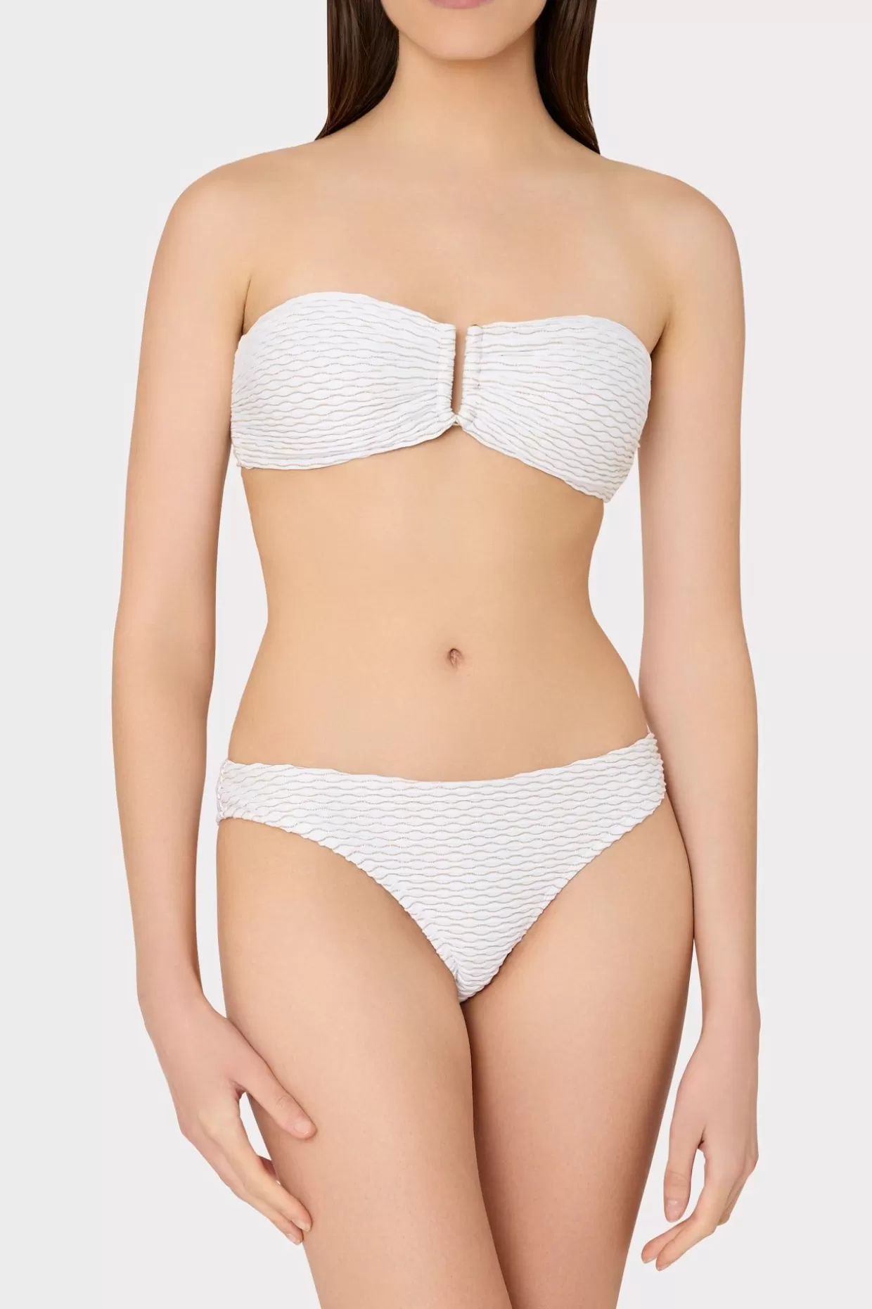 Jumpsuits & Rompers-MILLY Margot Textured Waves Bikini Bottom White