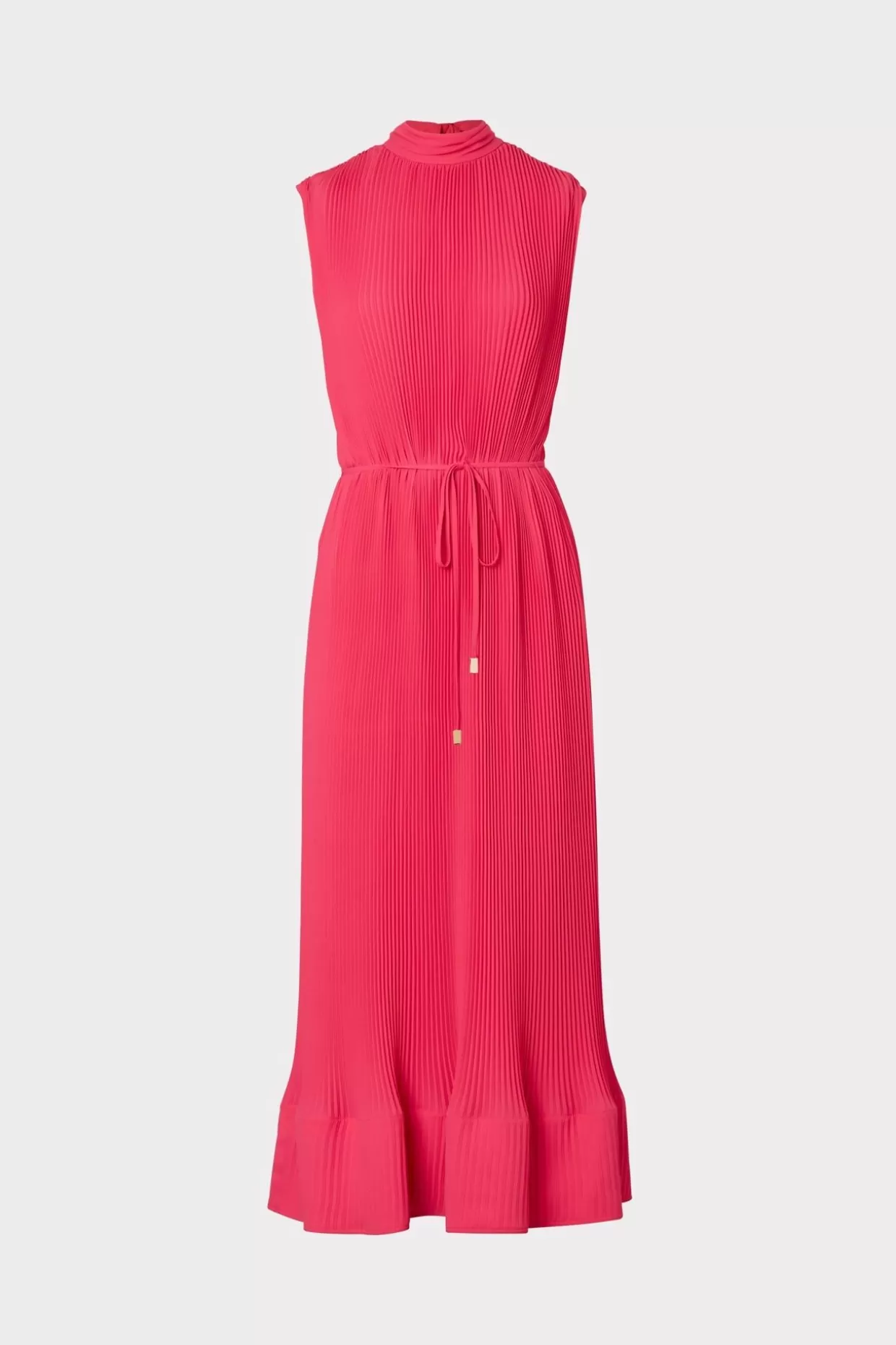 Pink Dresses-MILLY Melina Solid Pleated Dress Milly Pink