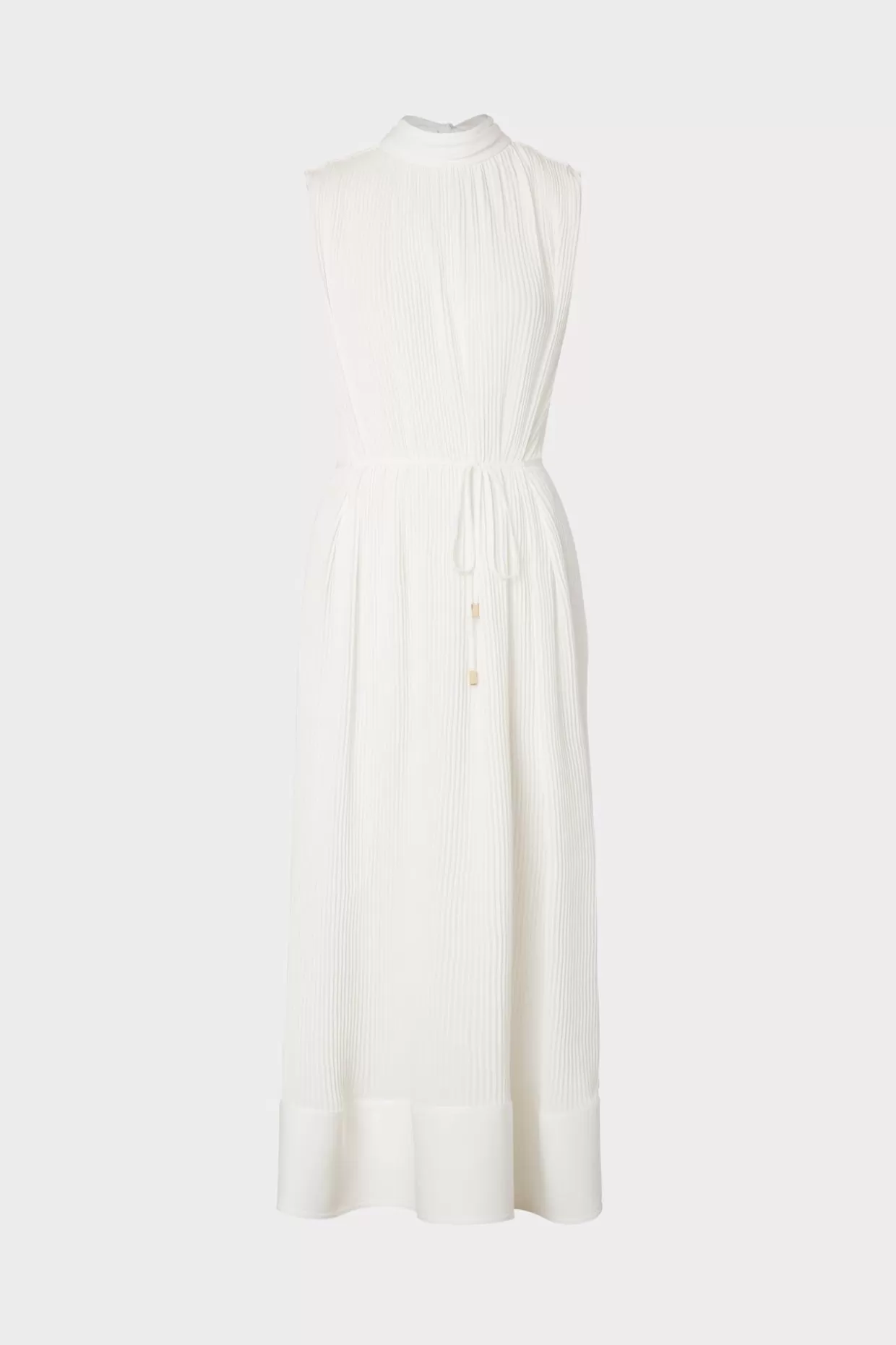 White Dresses-MILLY Melina Solid Pleated Dress White