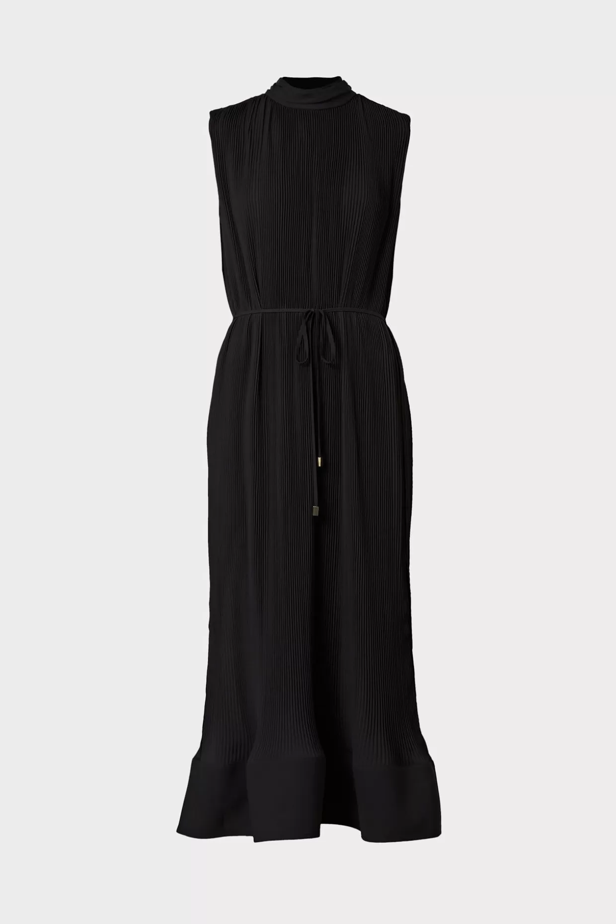 Day Dresses-MILLY Melina Solid Pleated Dress Black